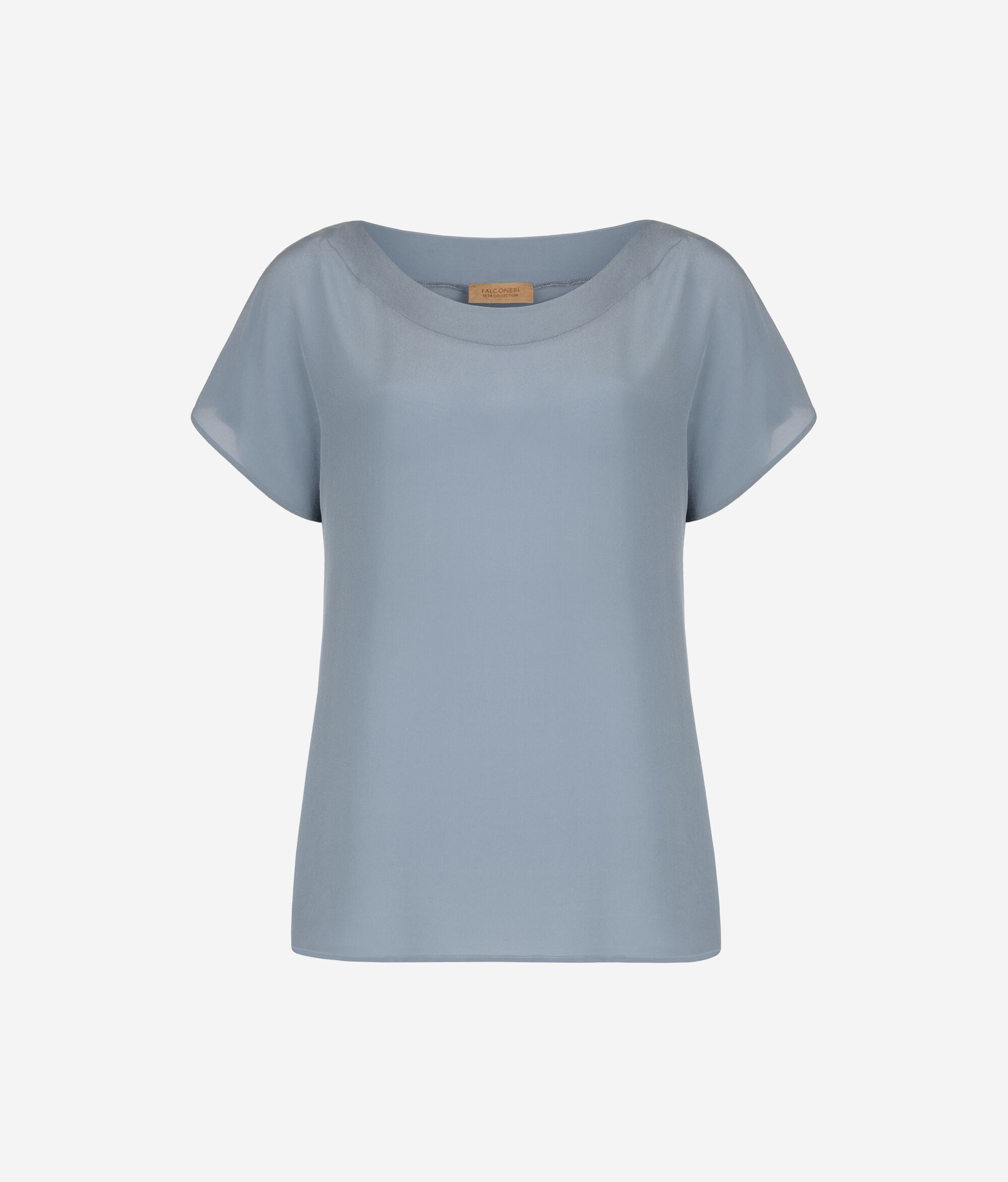 T-shirt Scollo Barchetta in Seta e Modal