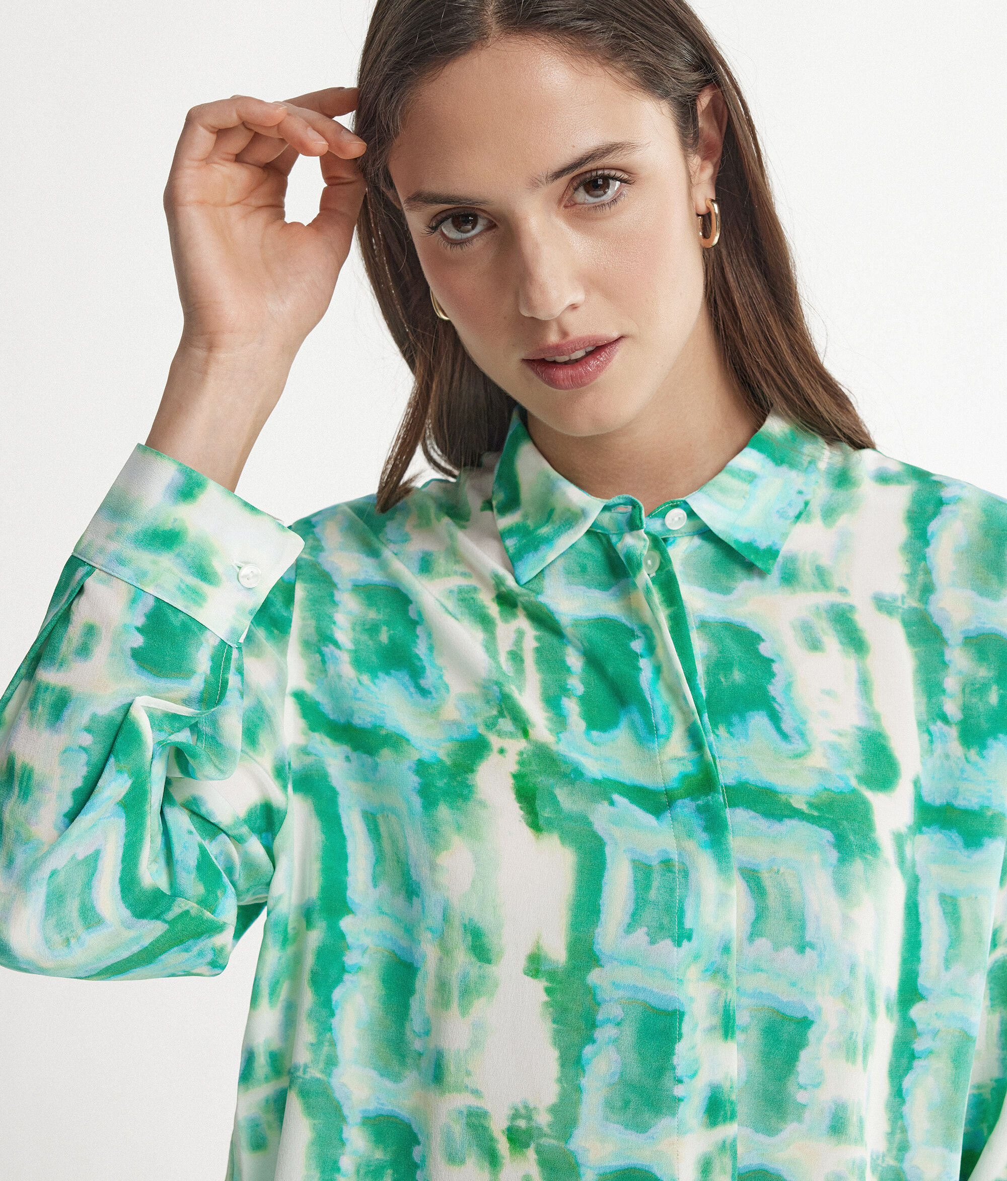 Рубашка из принтованного шелка