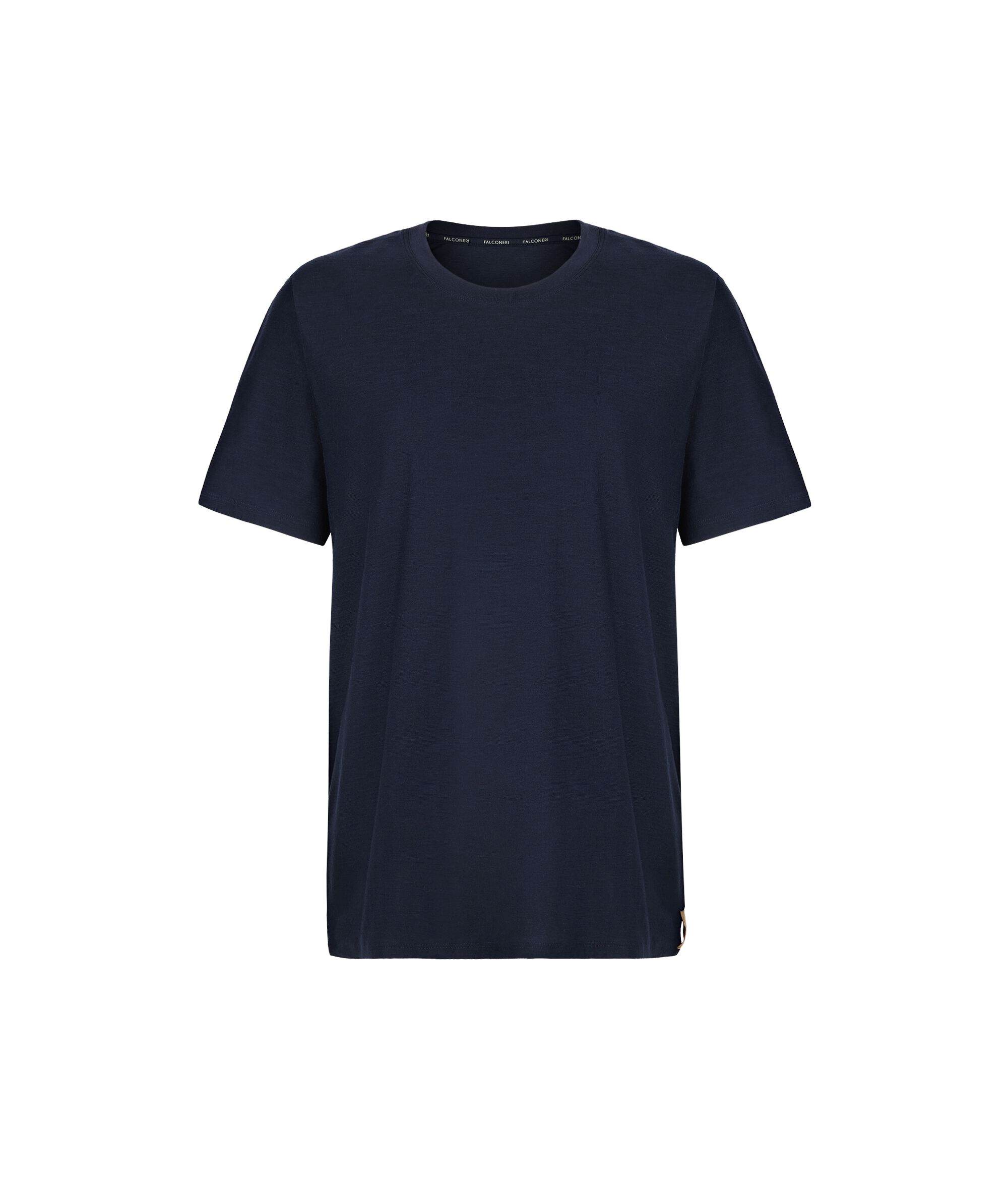 Short-Sleeved Round-Neck Cotton T-Shirt Colore Navy Blue