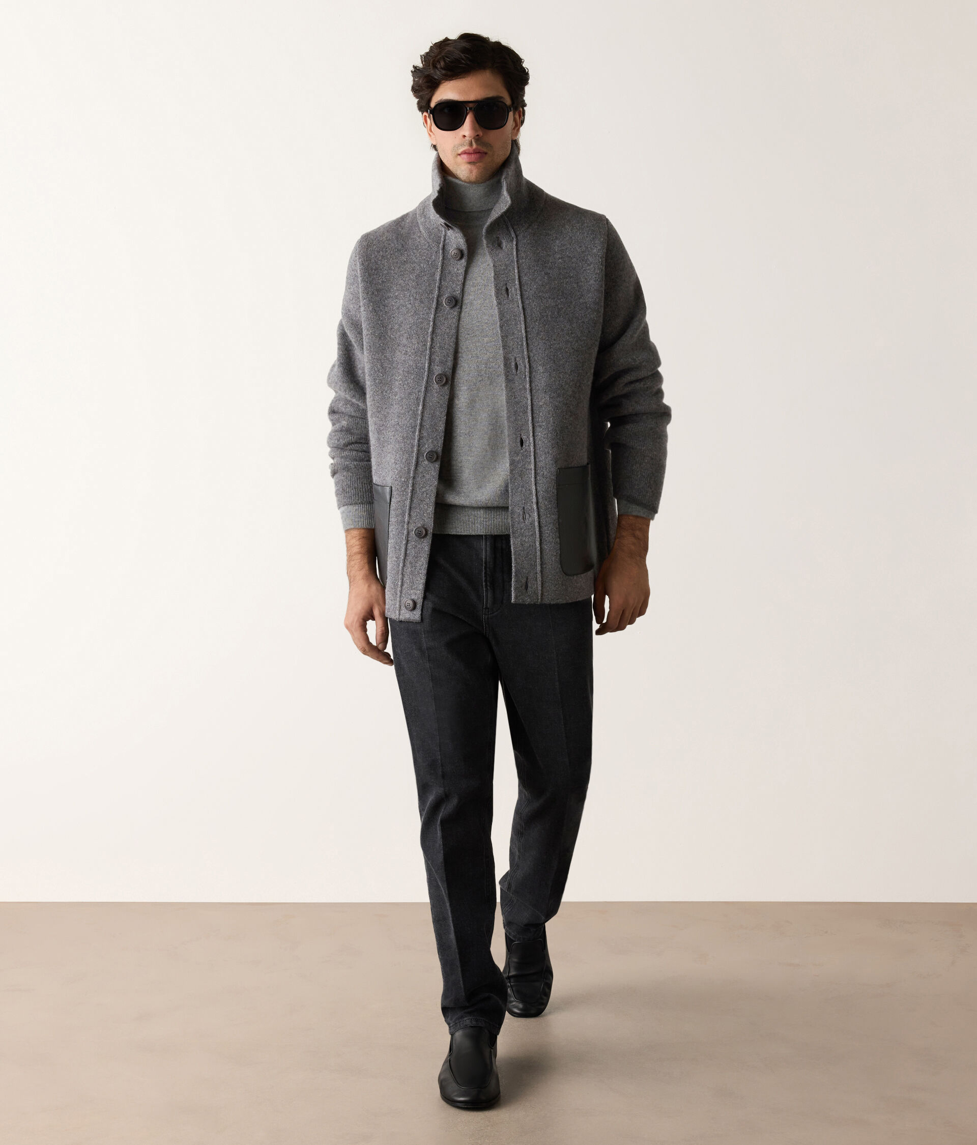 Gavany llana Cashmere butxaques pell