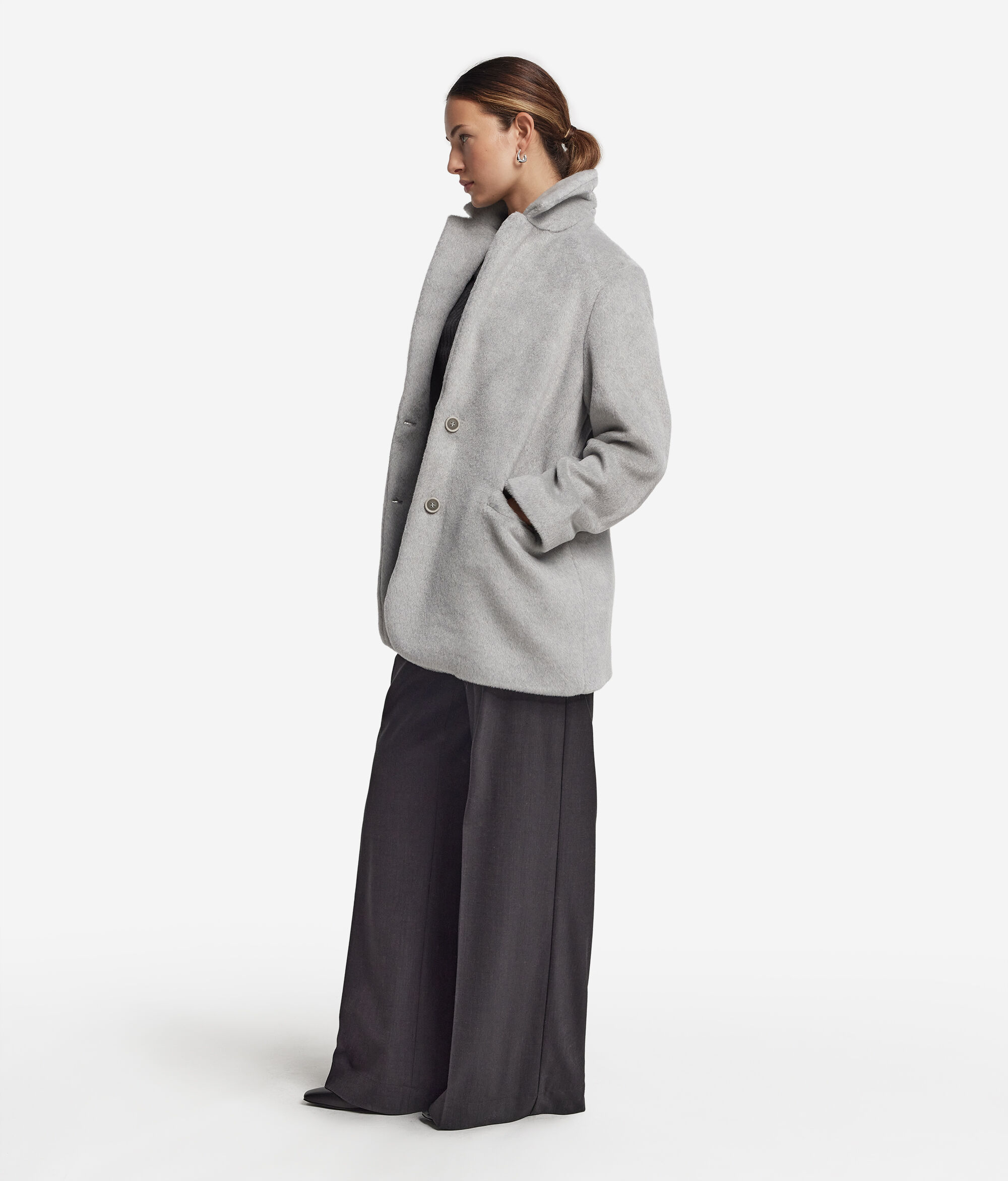 Teddy-effect alpaca wool coat