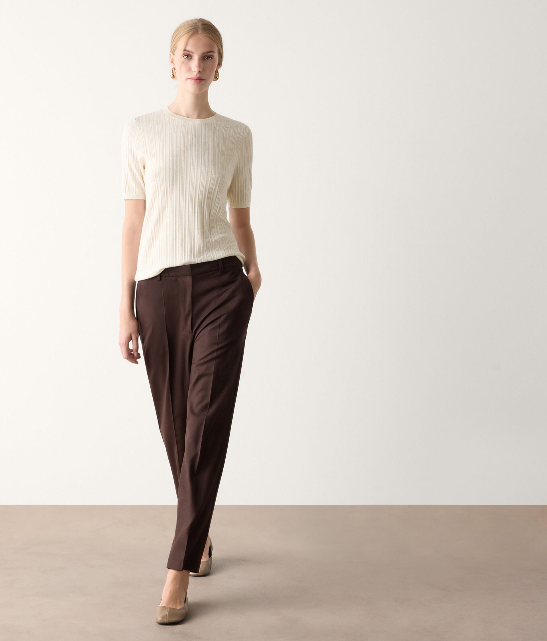 Mixed-rib knit cashmere sweater