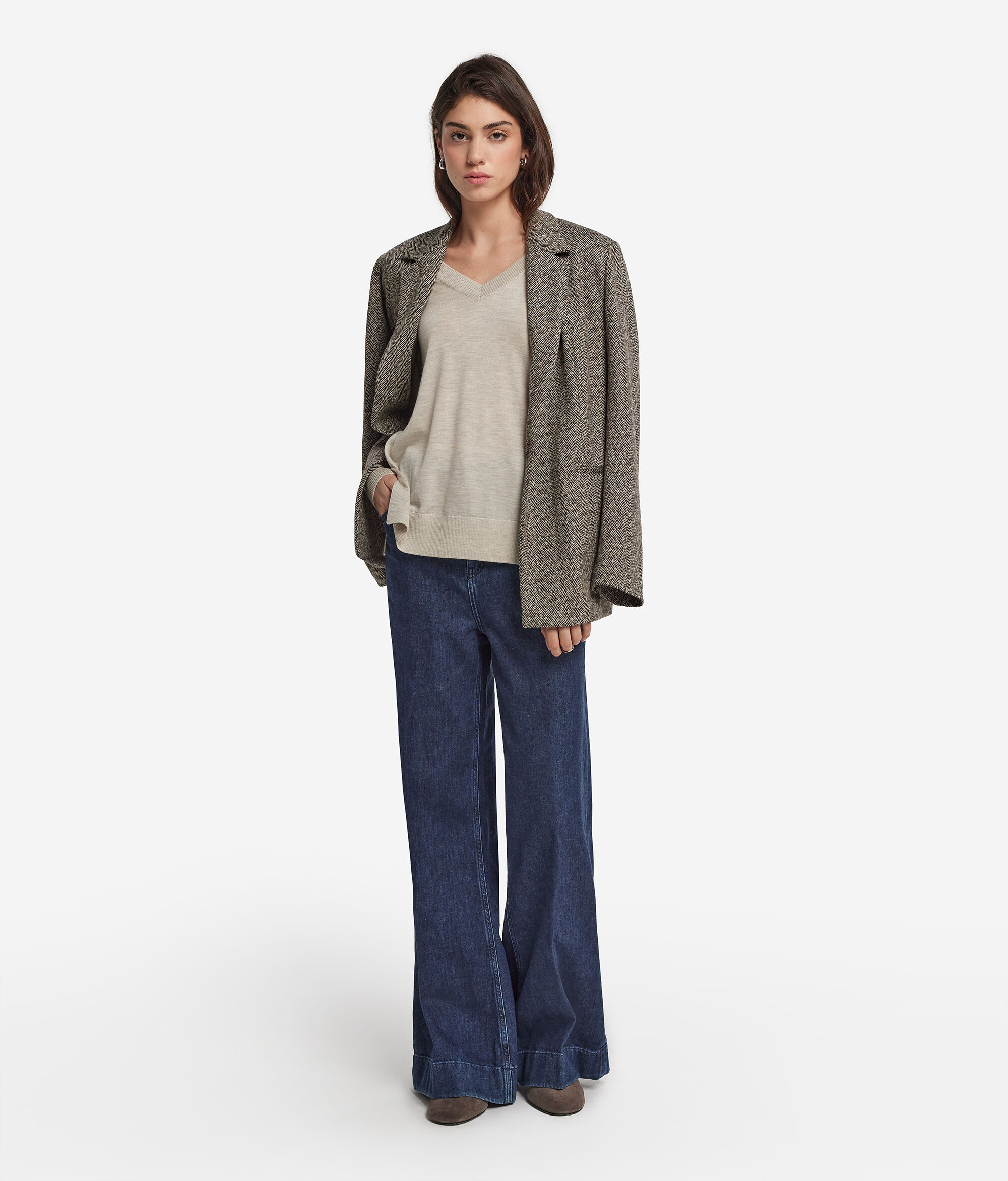 Cashmere V-Neck Sweater with Slits