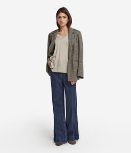 Maglia con scollo a V e spacchi in Cashmere Ultrafine - NUDE - DMLF250_color_8176