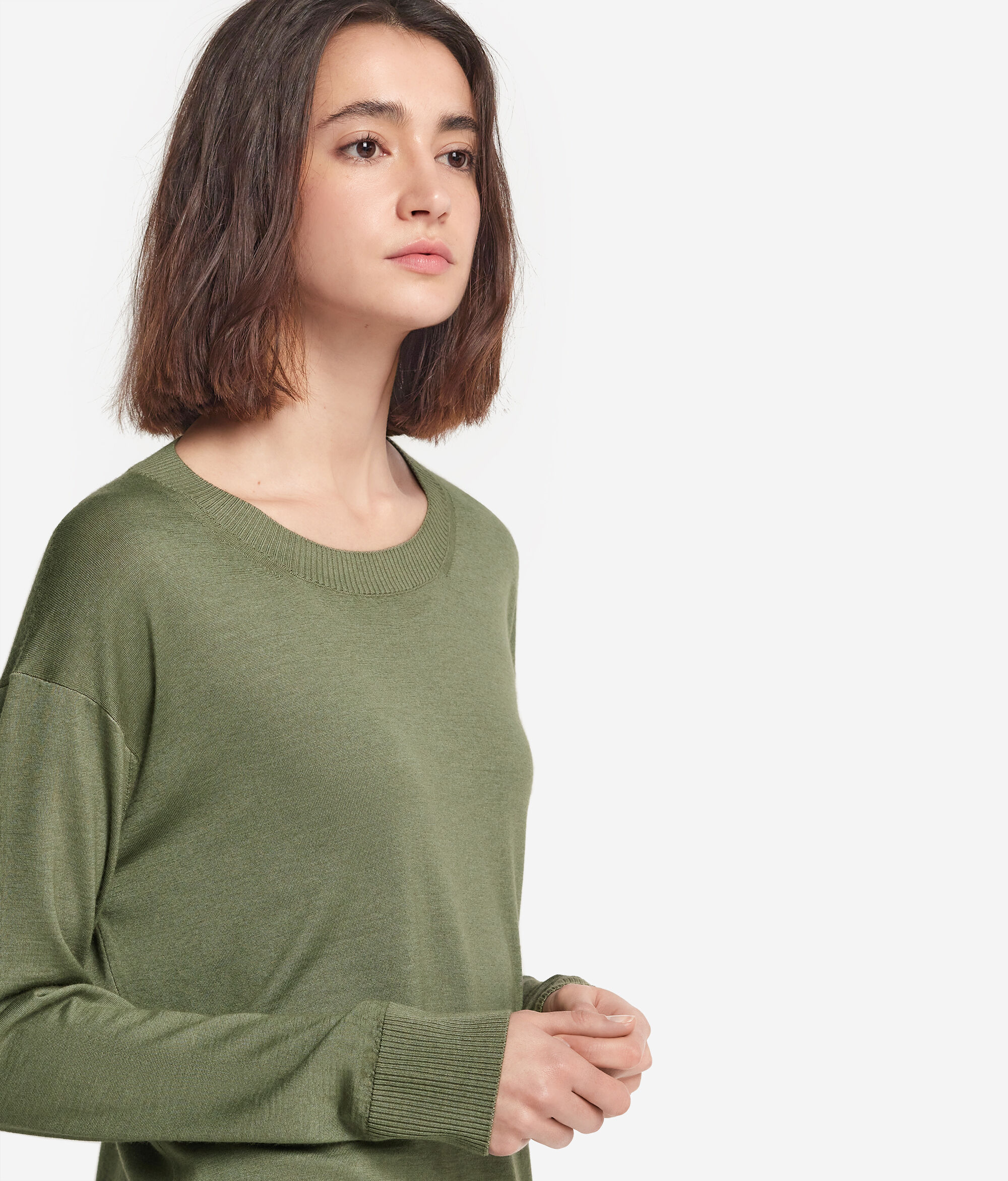 Cashmere Crew Neck Sweater with Slits