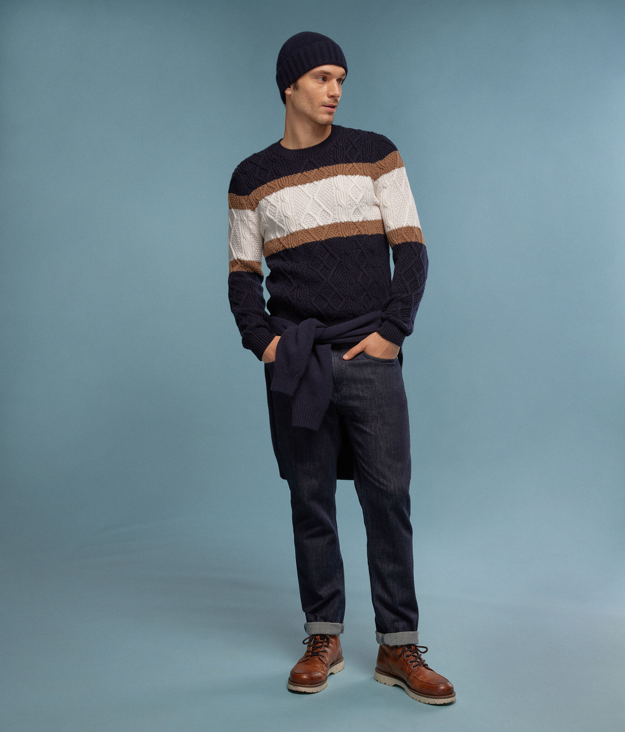 Pullover Girocollo Fisherman in Cashmere Ultrasoft