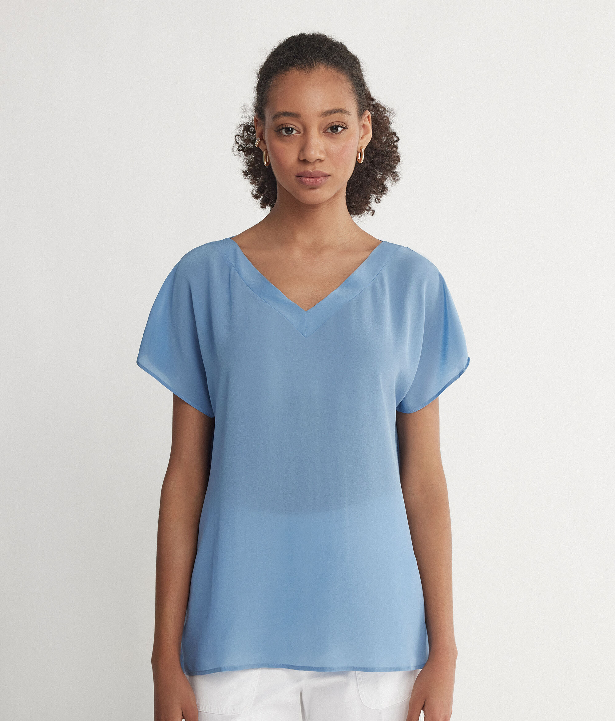 Kimono V Yaka İpek T-shirt