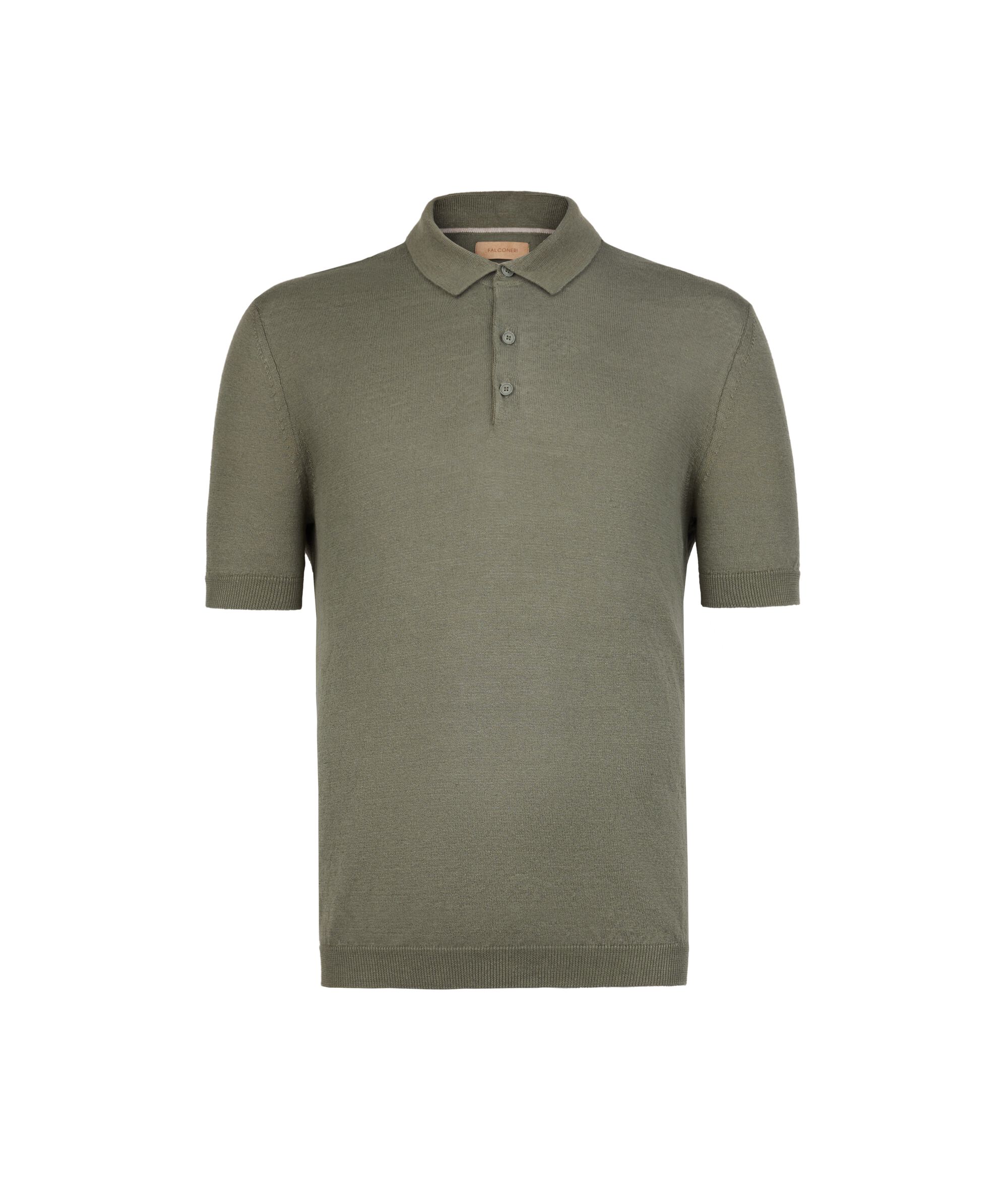 Short-Sleeve Linen Cotton Polo Shirt Colore Fern