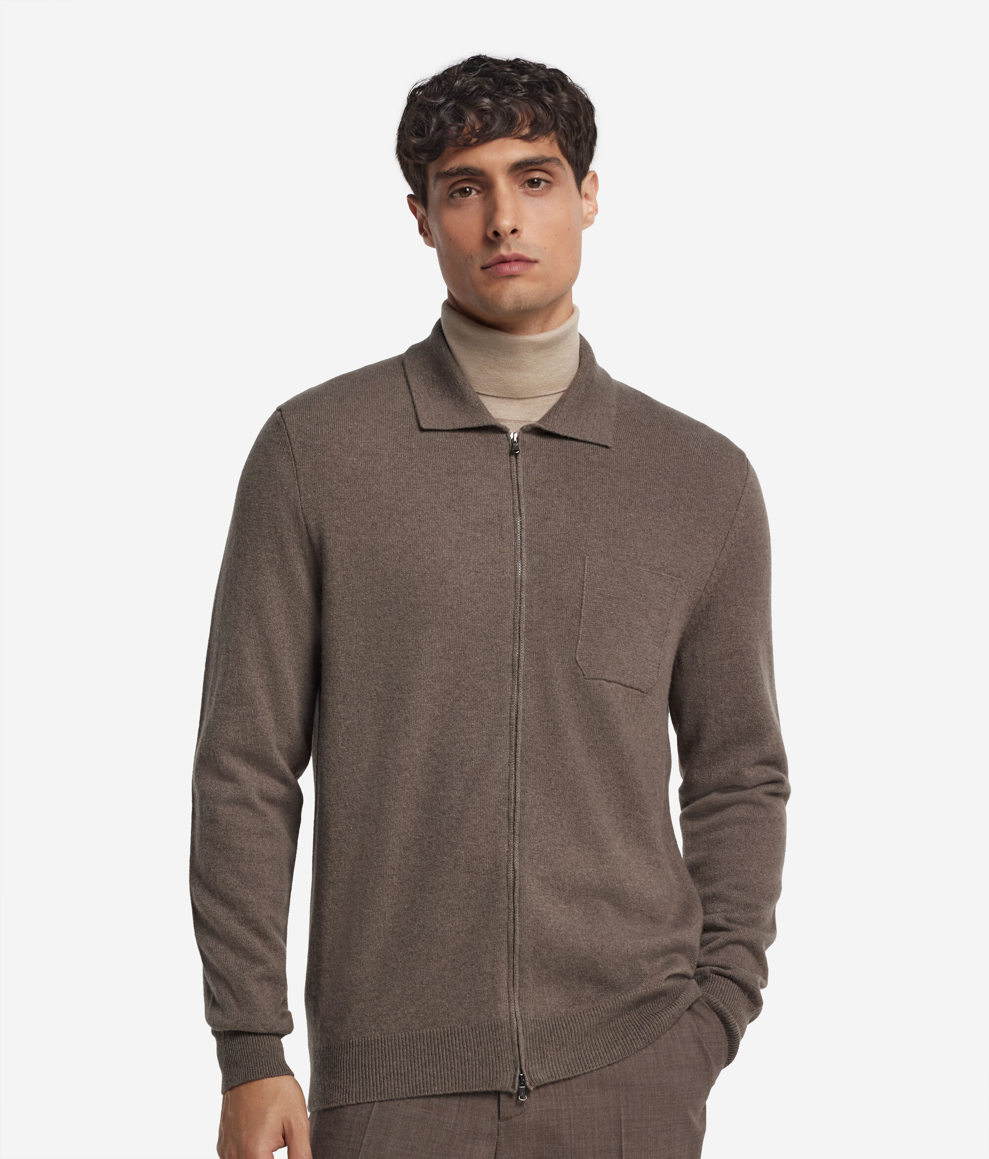 Camicia con zip in Cashmere Ultrasoft