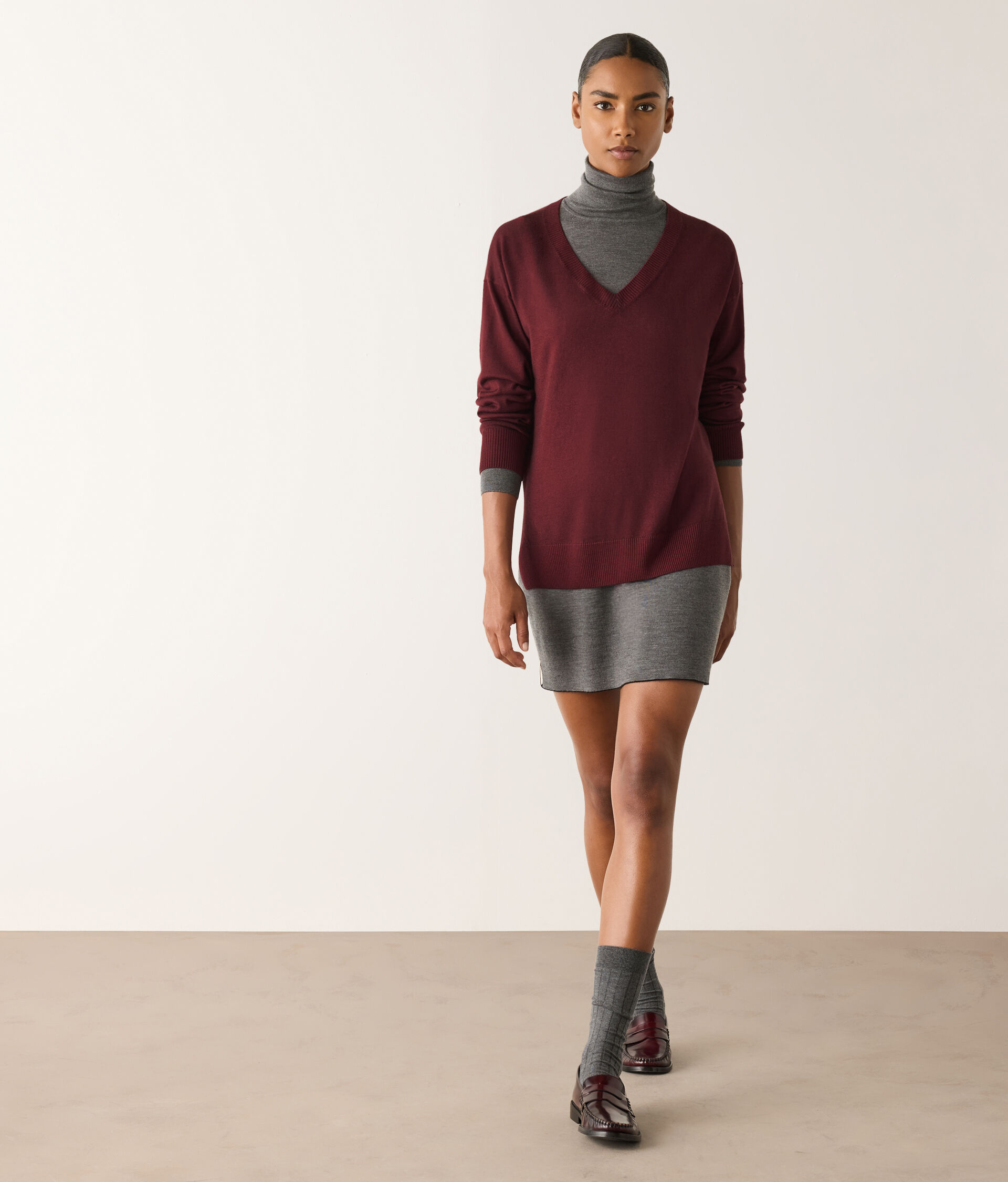 V-Neck Cashmere Jumper with Slits