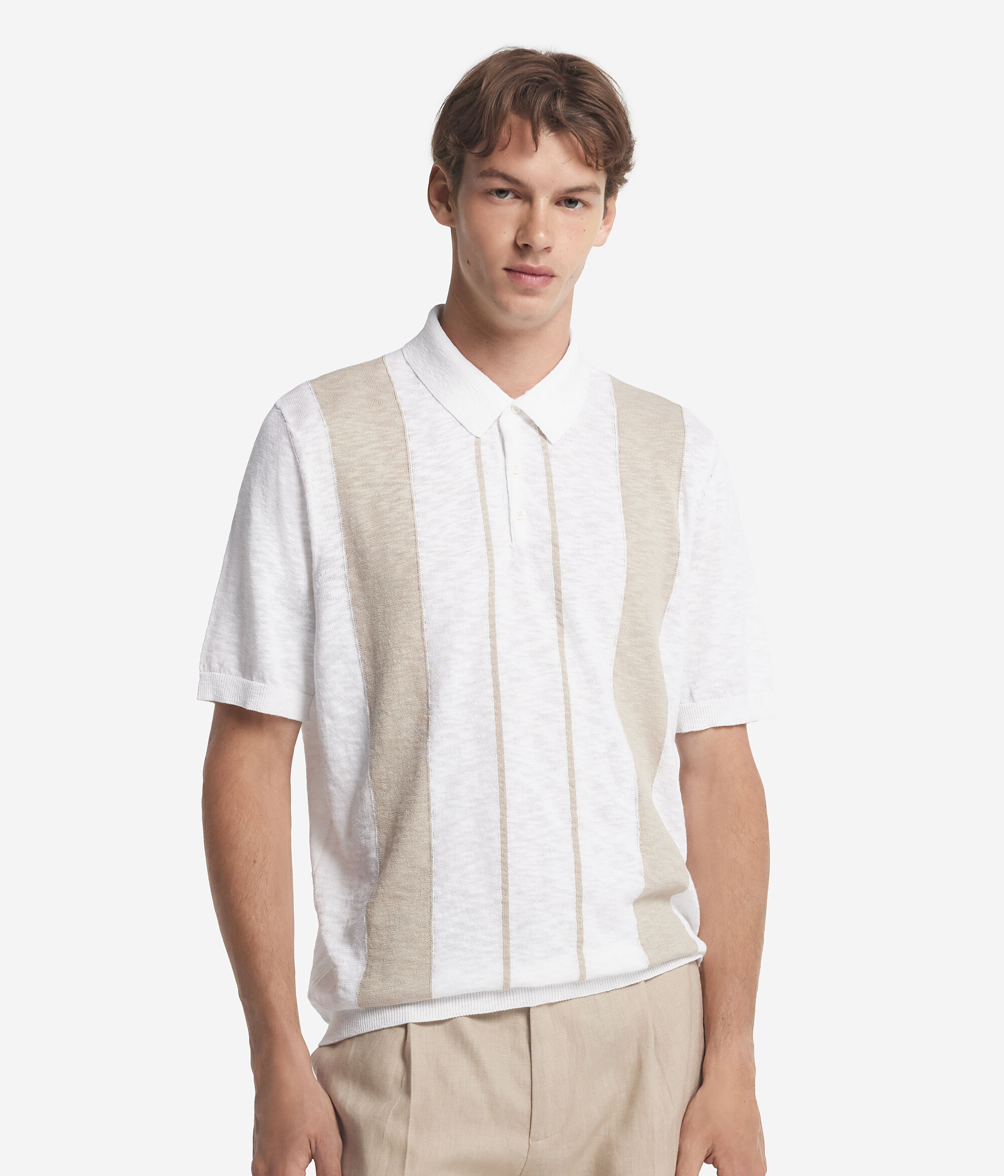 Polo en intarsia de coton multibrin