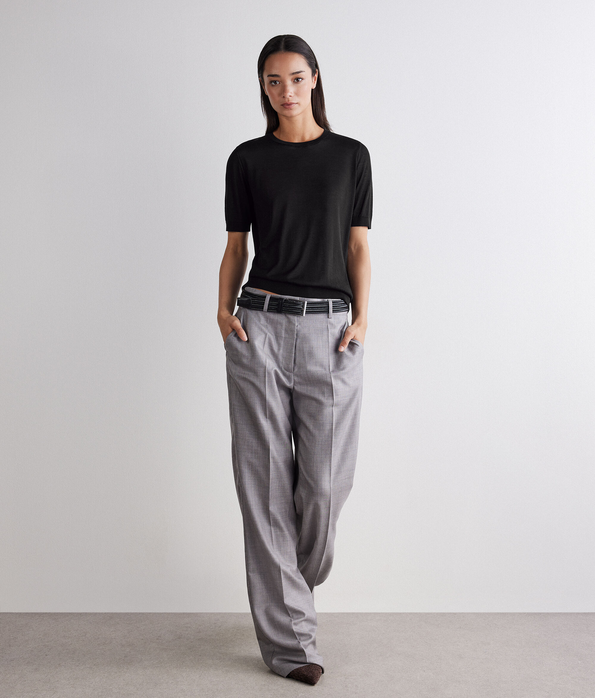 Rundhals-T-Shirt aus Seide