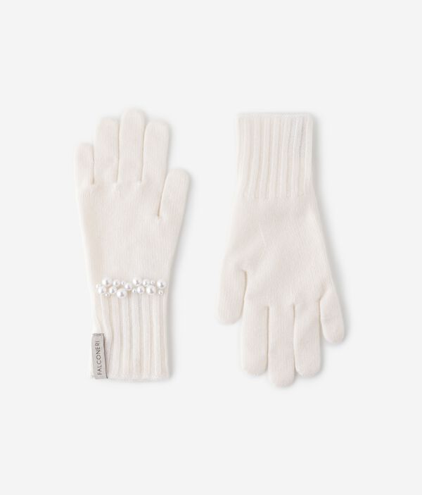 Перчатки из ультрамягкого кашемира с декором из бусин