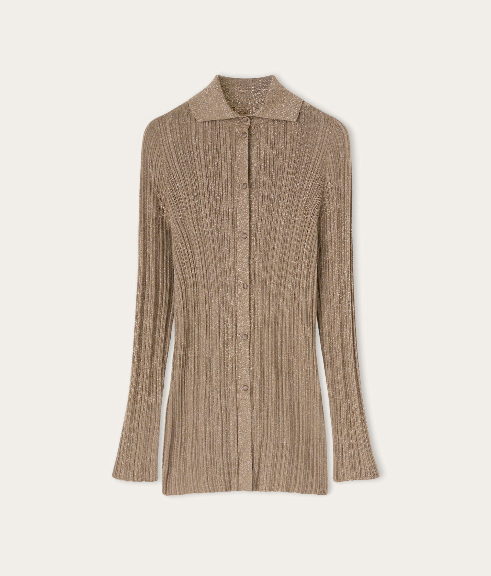 Camicia a coste in cashmere lamé