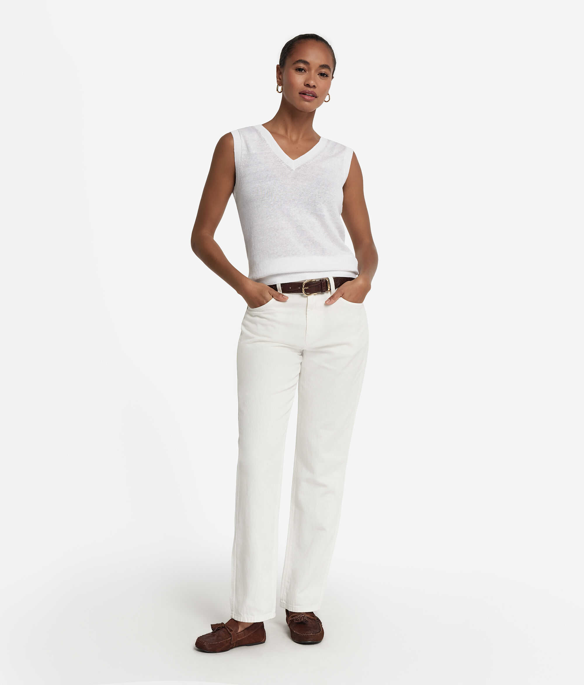 Linen cotton V-neck camisole
