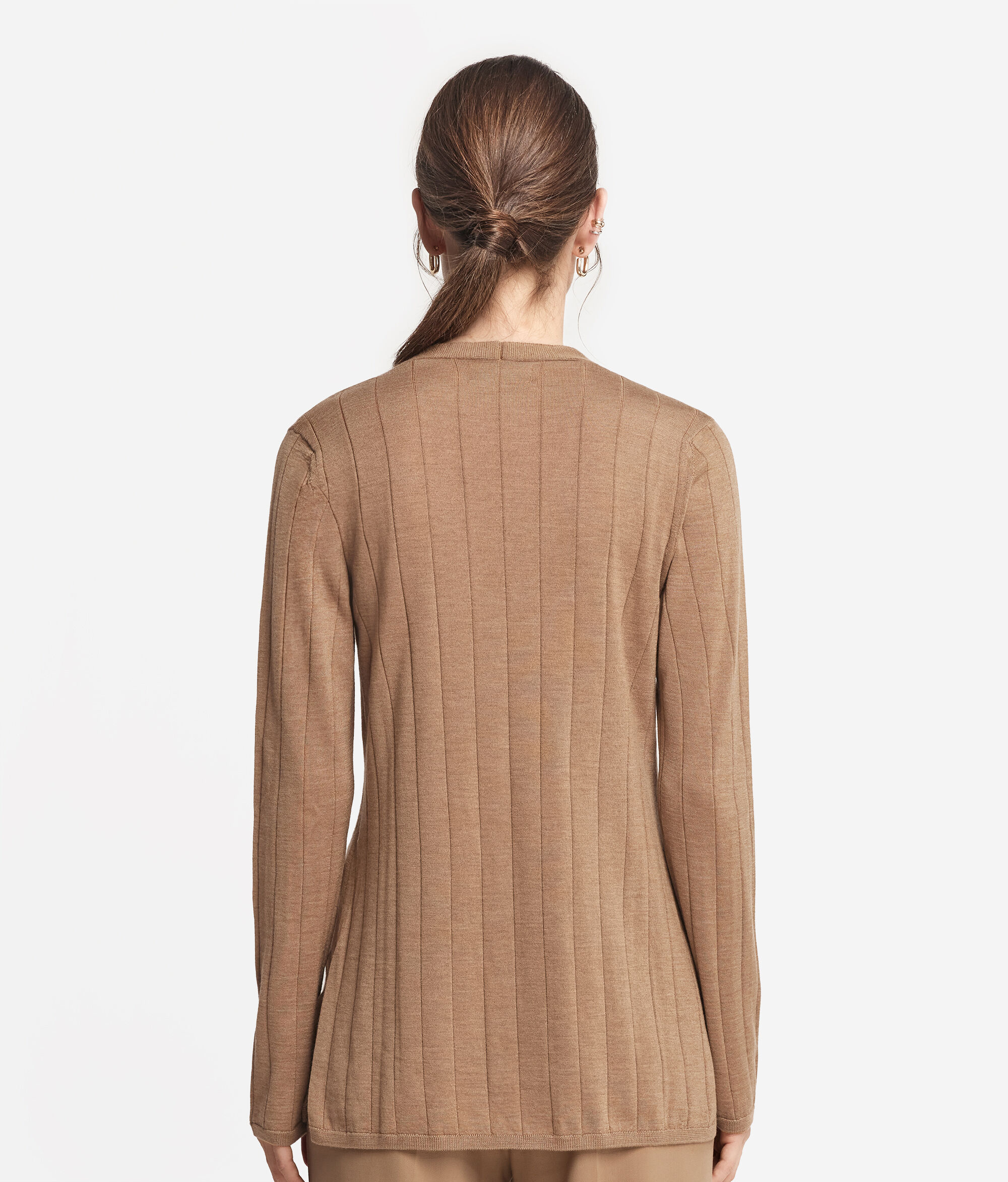 V-neck Wide Rib Ultrafine Cashmere Cardigan
