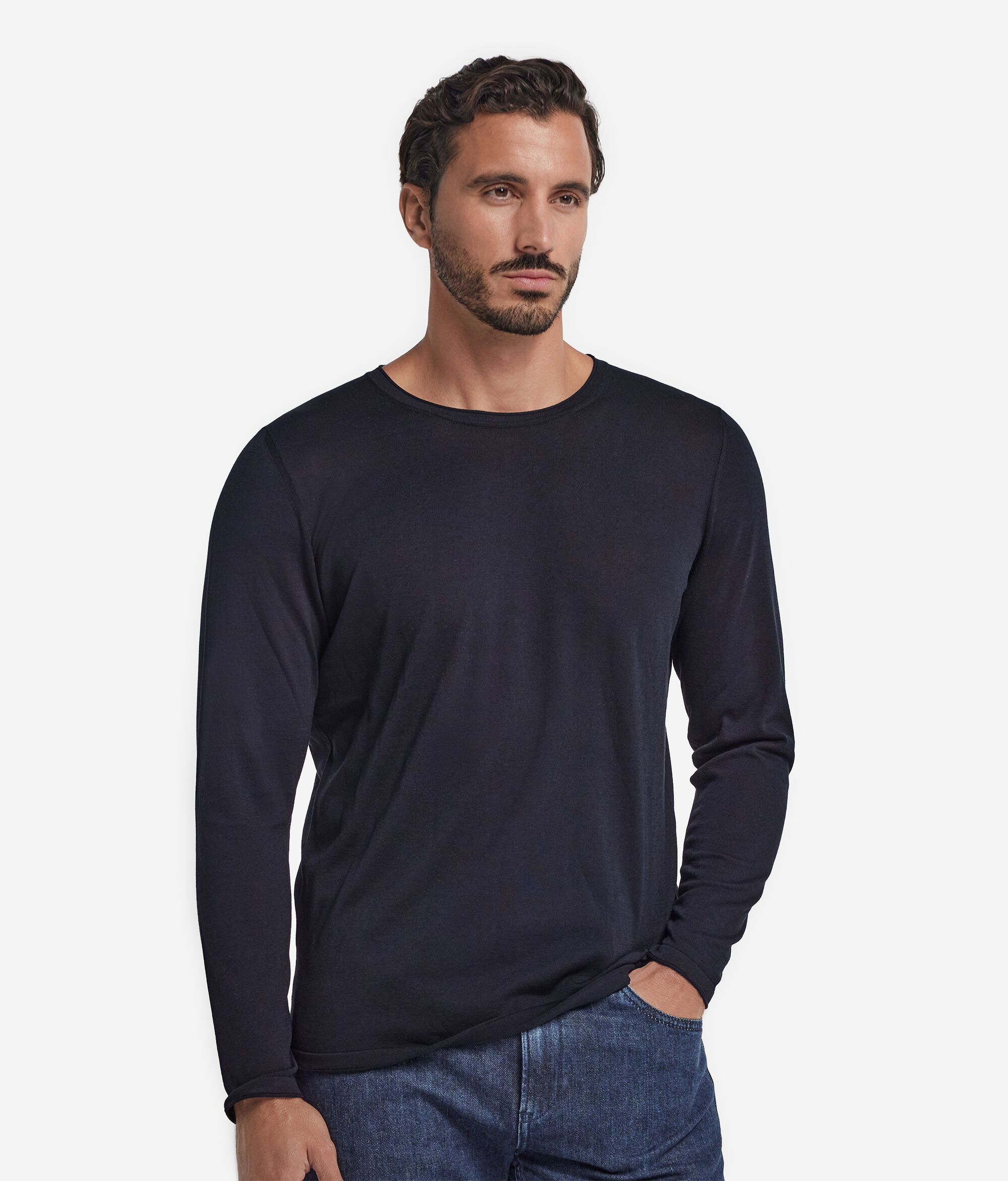 Silk and Cotton Crewneck Sweater