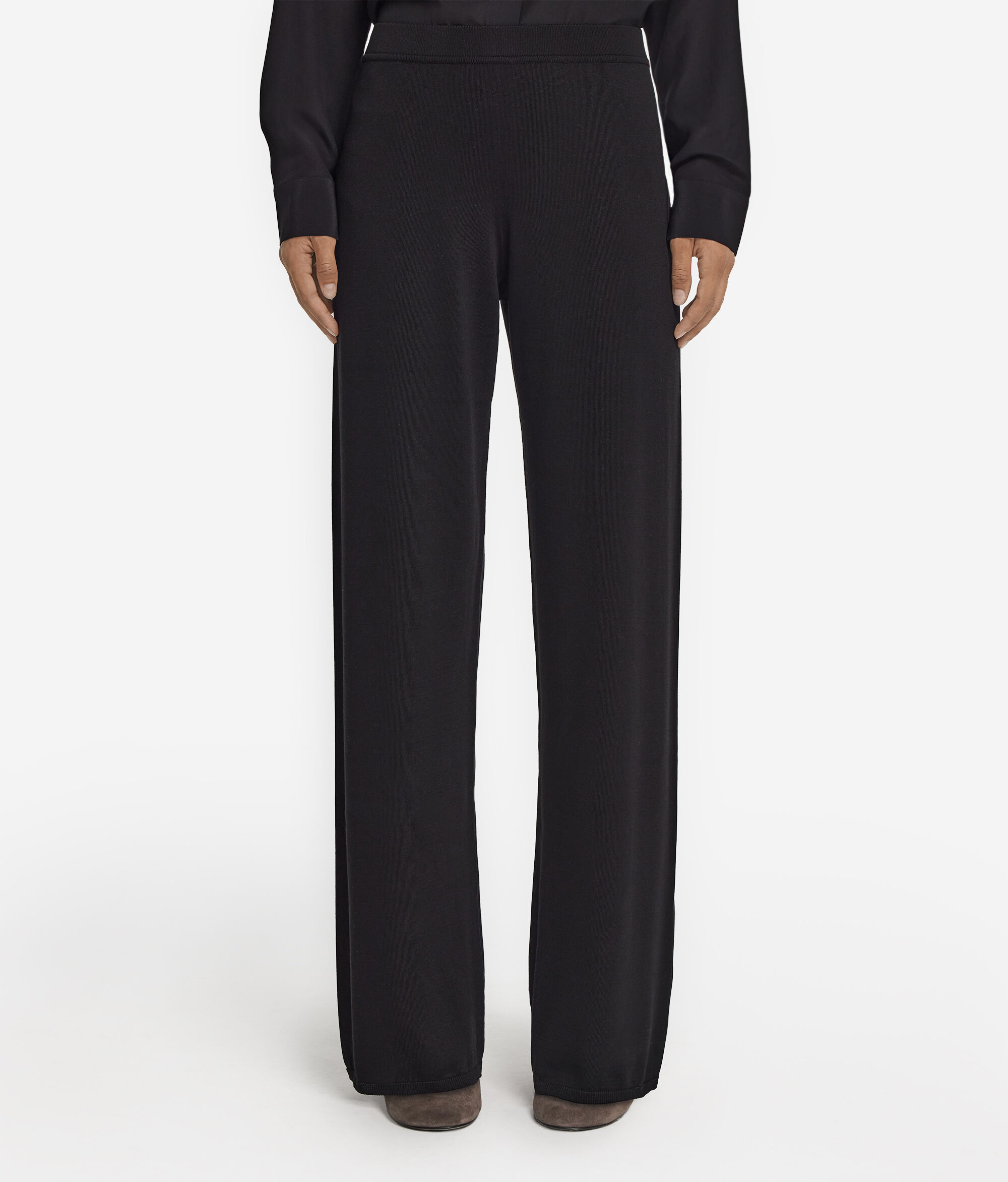 Pantalon large en soie et coton