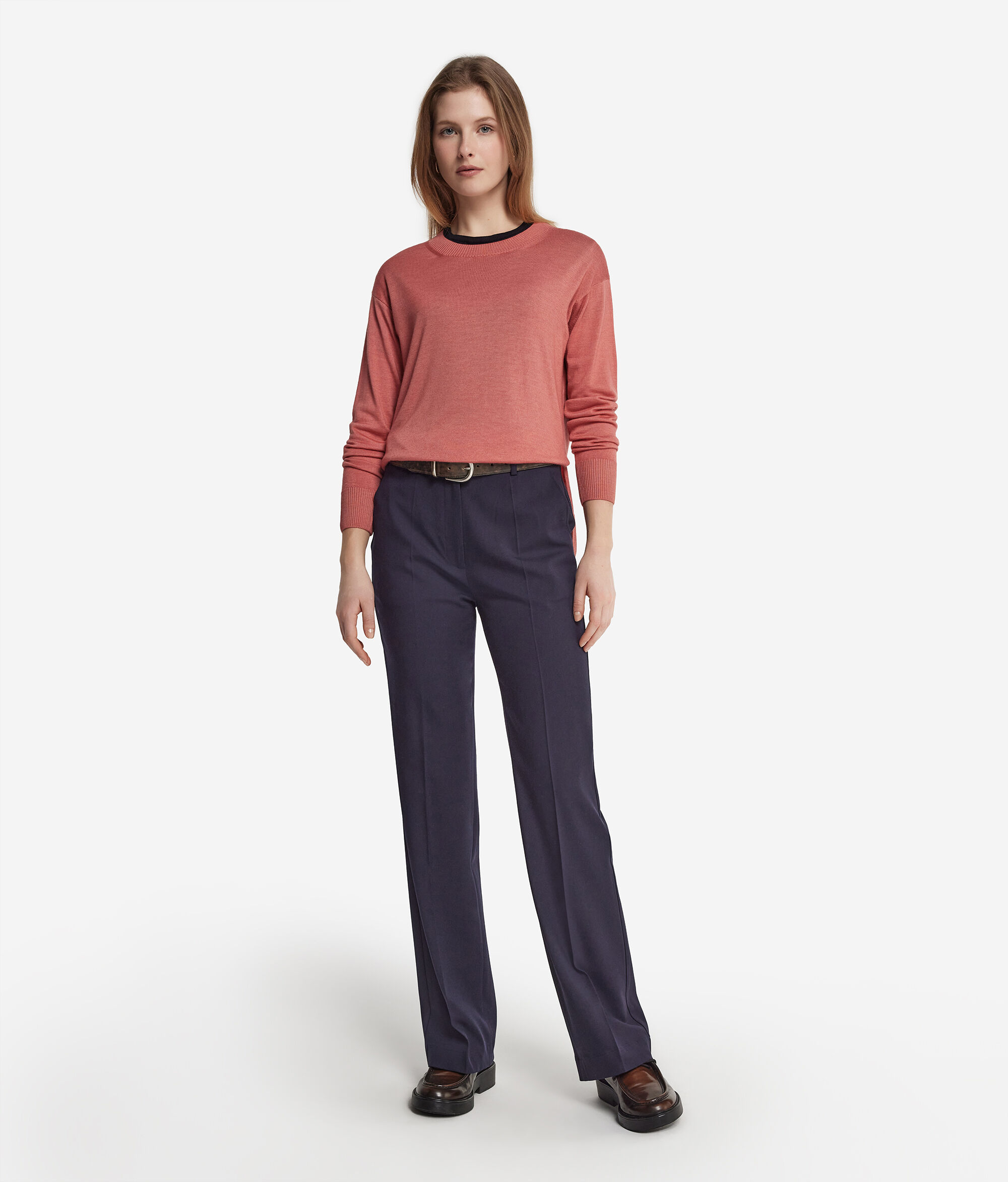 Round-Neck Cashmere Jumper with Slits