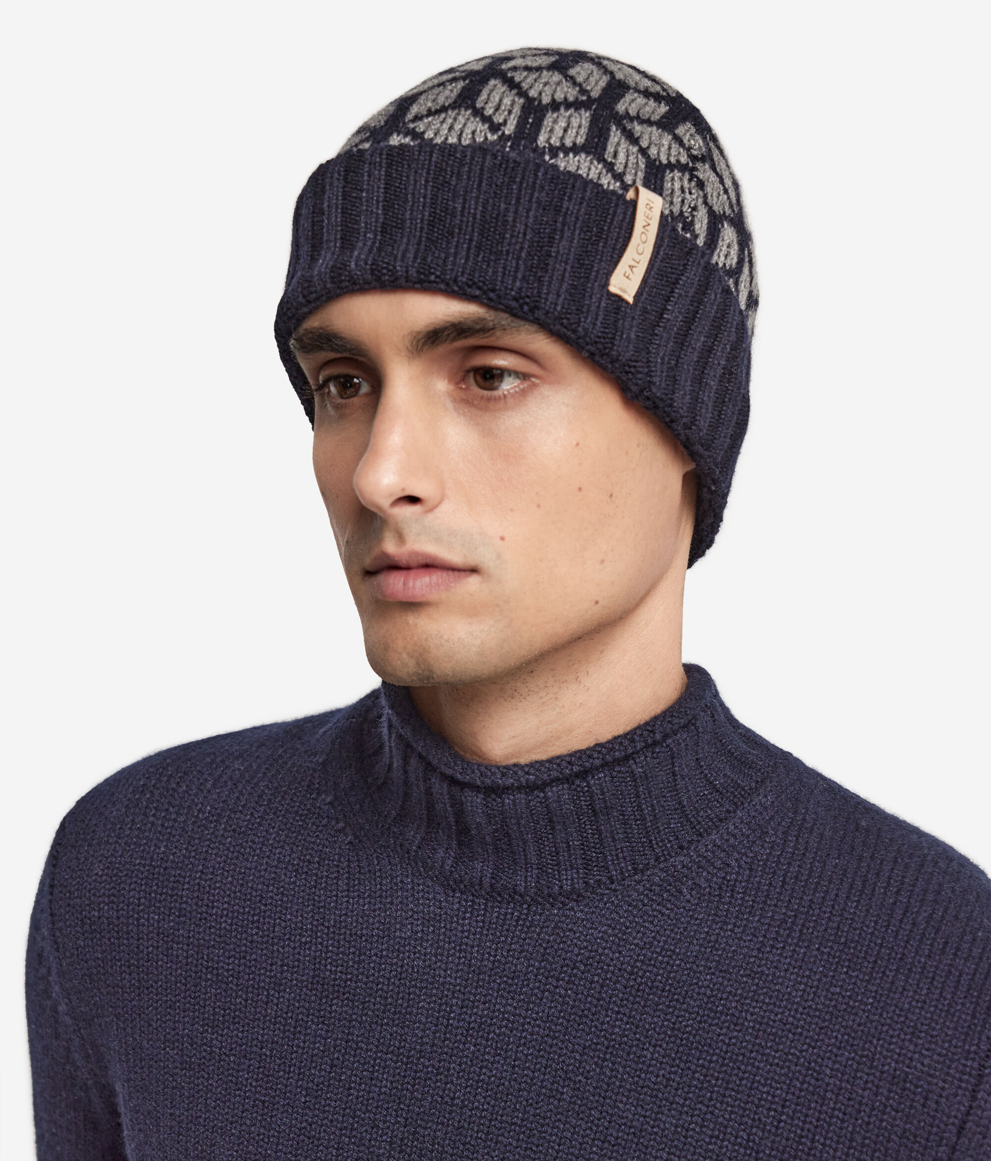 Bonnet à motif optique en cachemire jacquard
