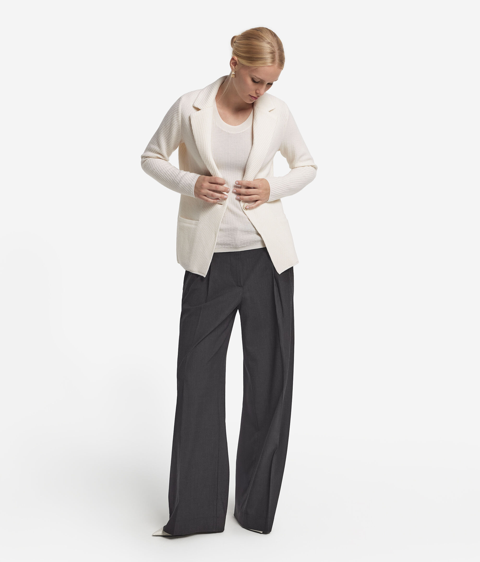 Giacca con rever in lana e cashmere