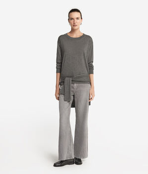 Cashmere Crew Neck Sweater with Slits