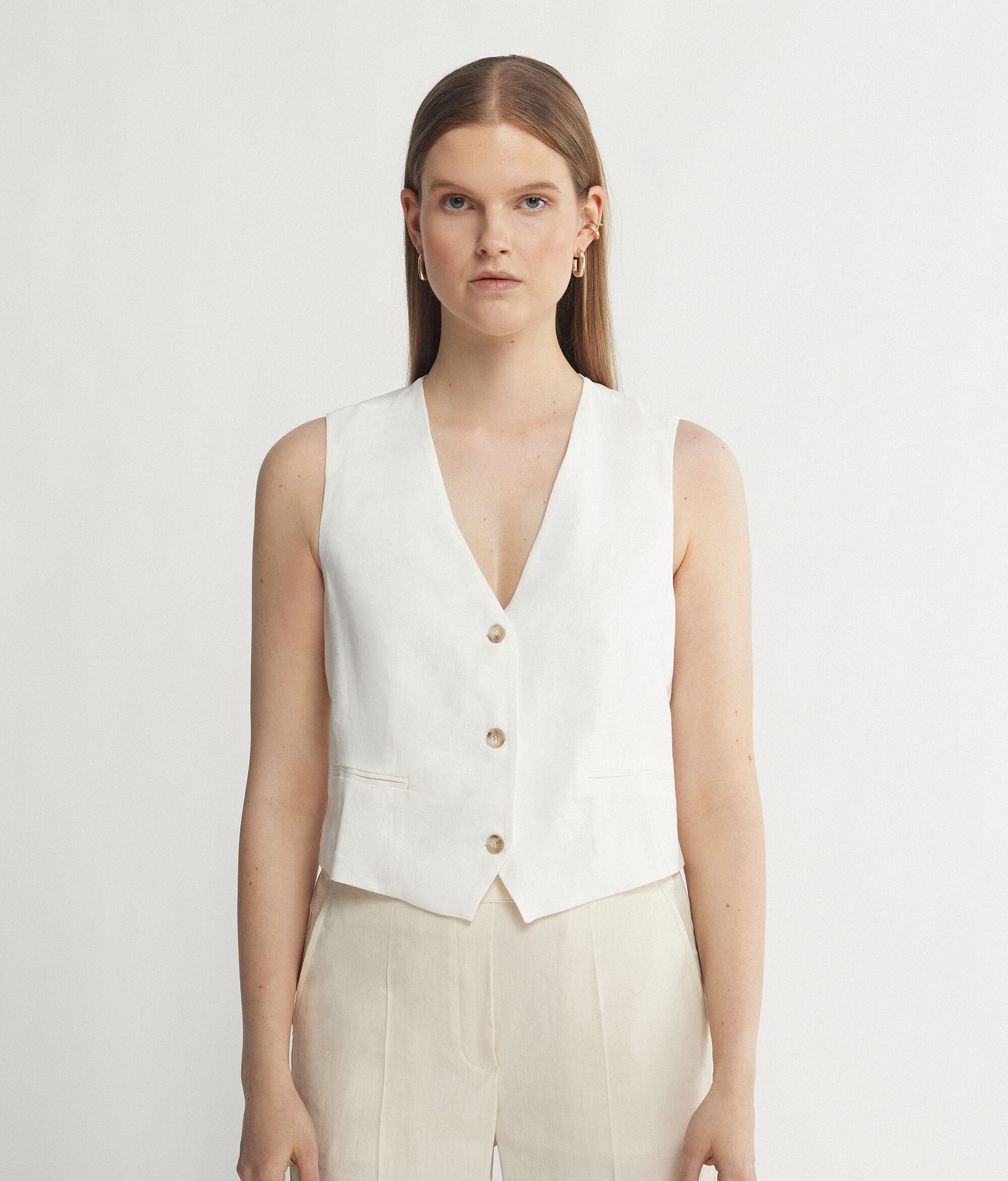 Gilet sans manches en lin et viscose