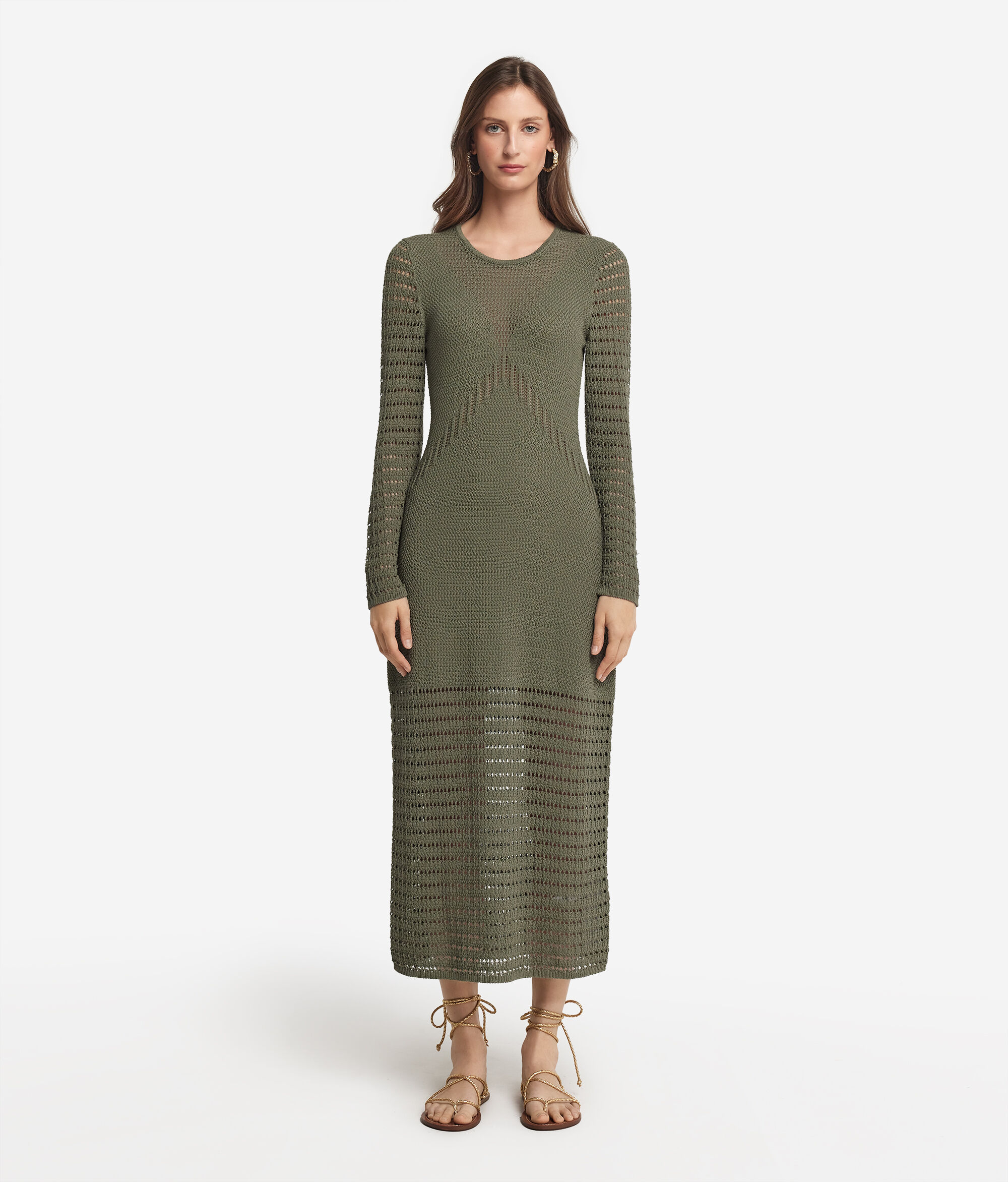 Vestido Grão de Arroz em Ponto Aberto