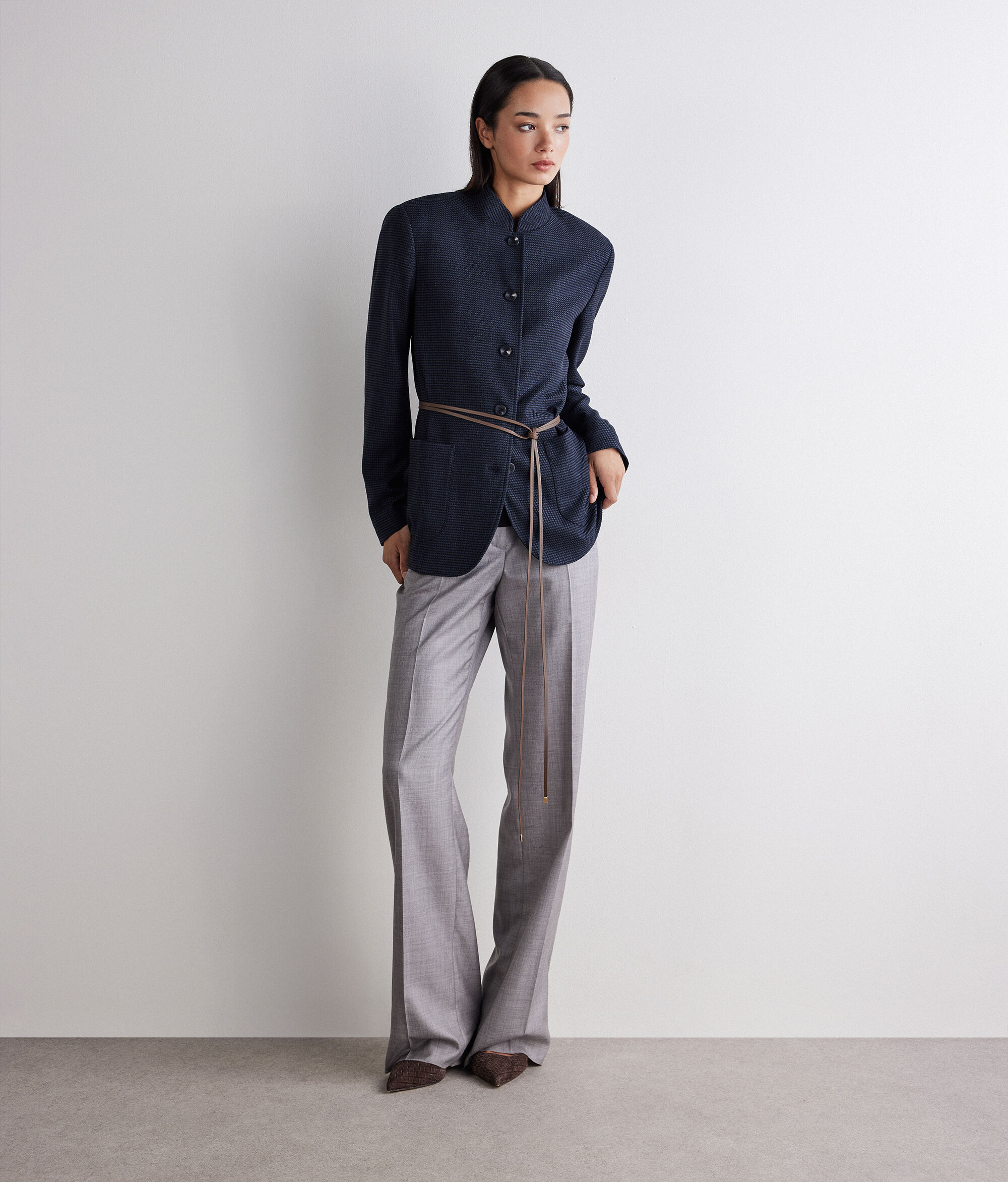 Blazer aus Kaschmir und Seide mit Hahnentrittmuster