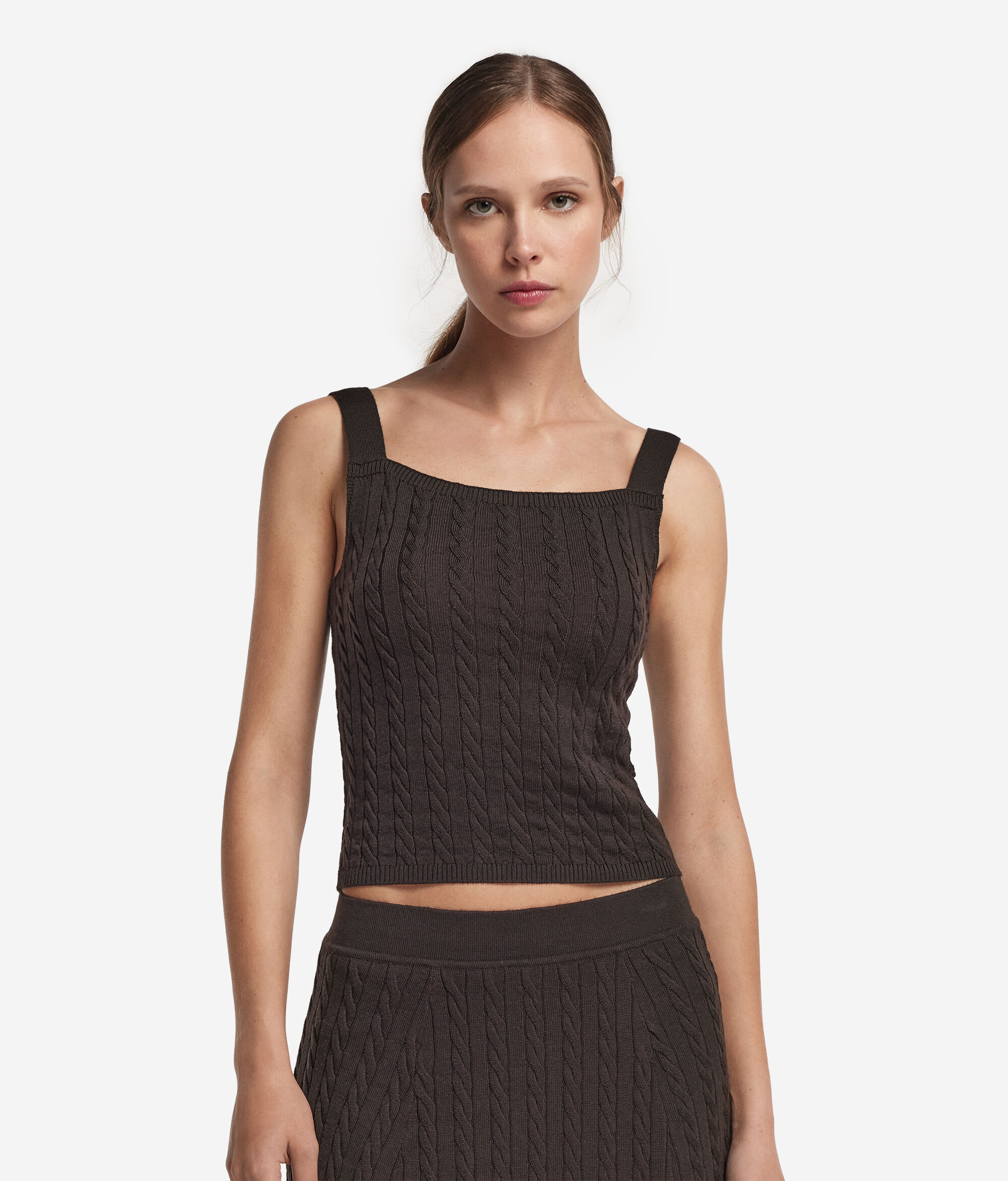 Wool cable knit top