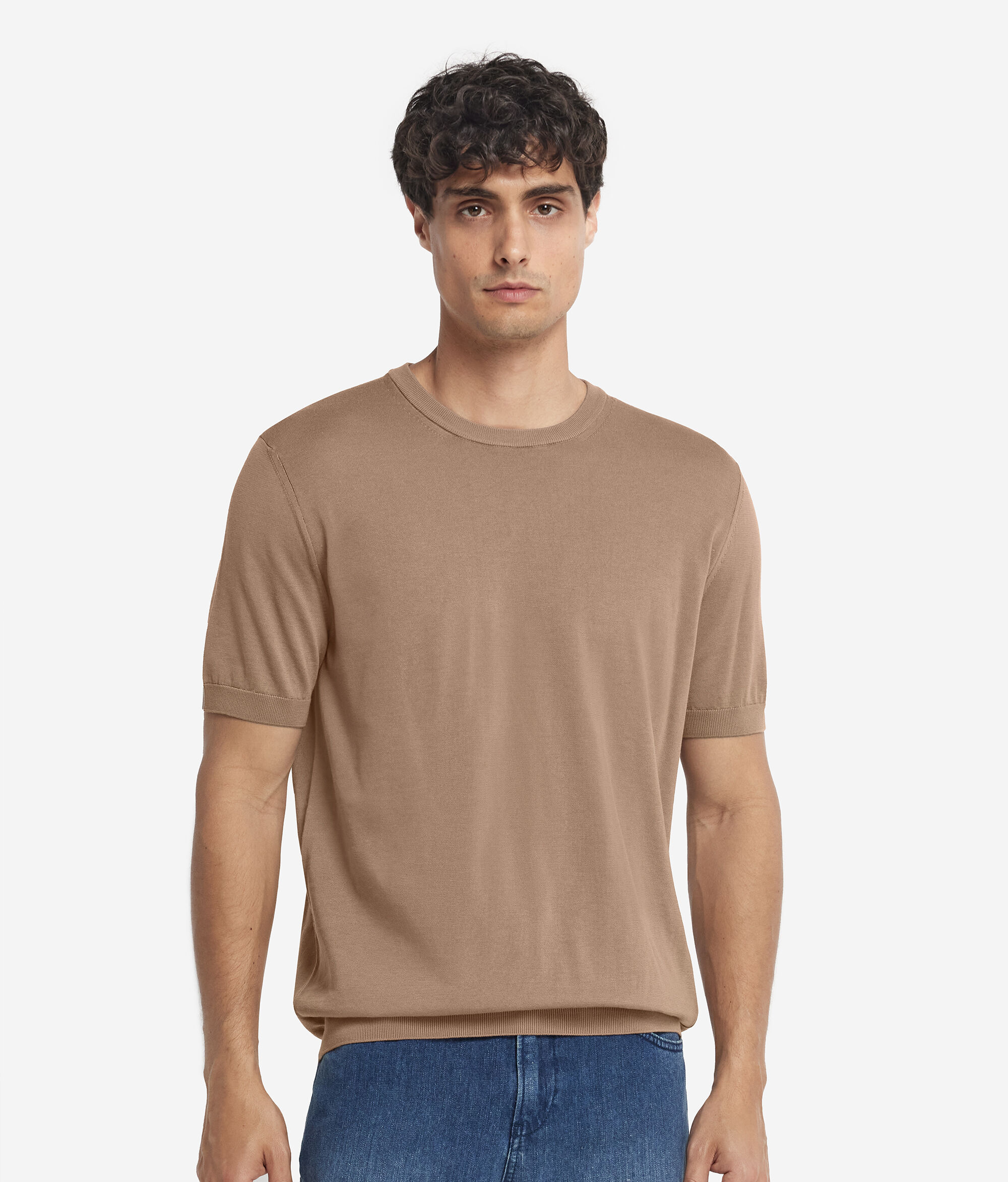 Camiseta con cuello redondo y manga corta de algodón Fresh