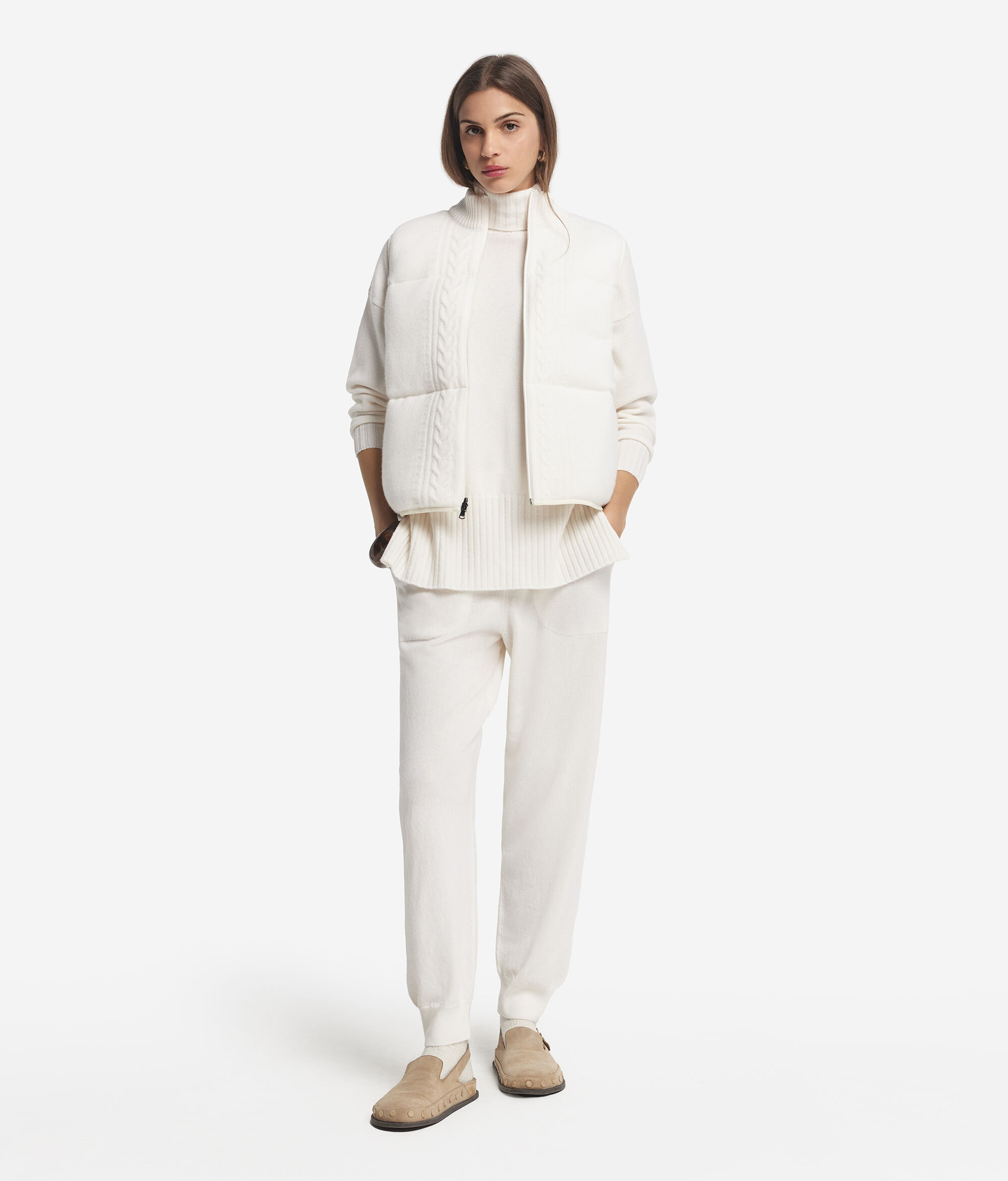 Smanicato reversibile con trecce in cashmere