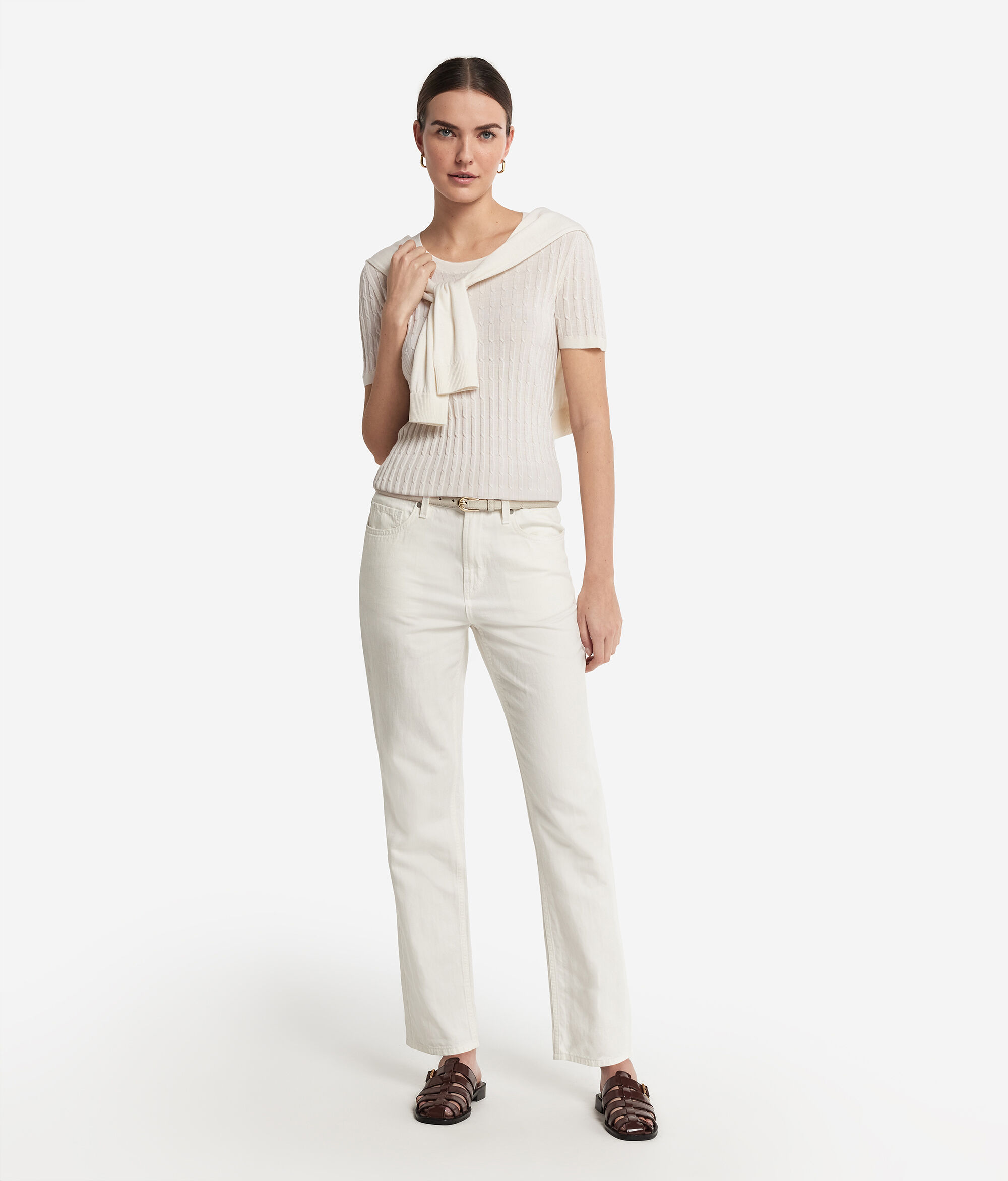Maglia con lavorazione a treccine in Cashmere Ultrafine