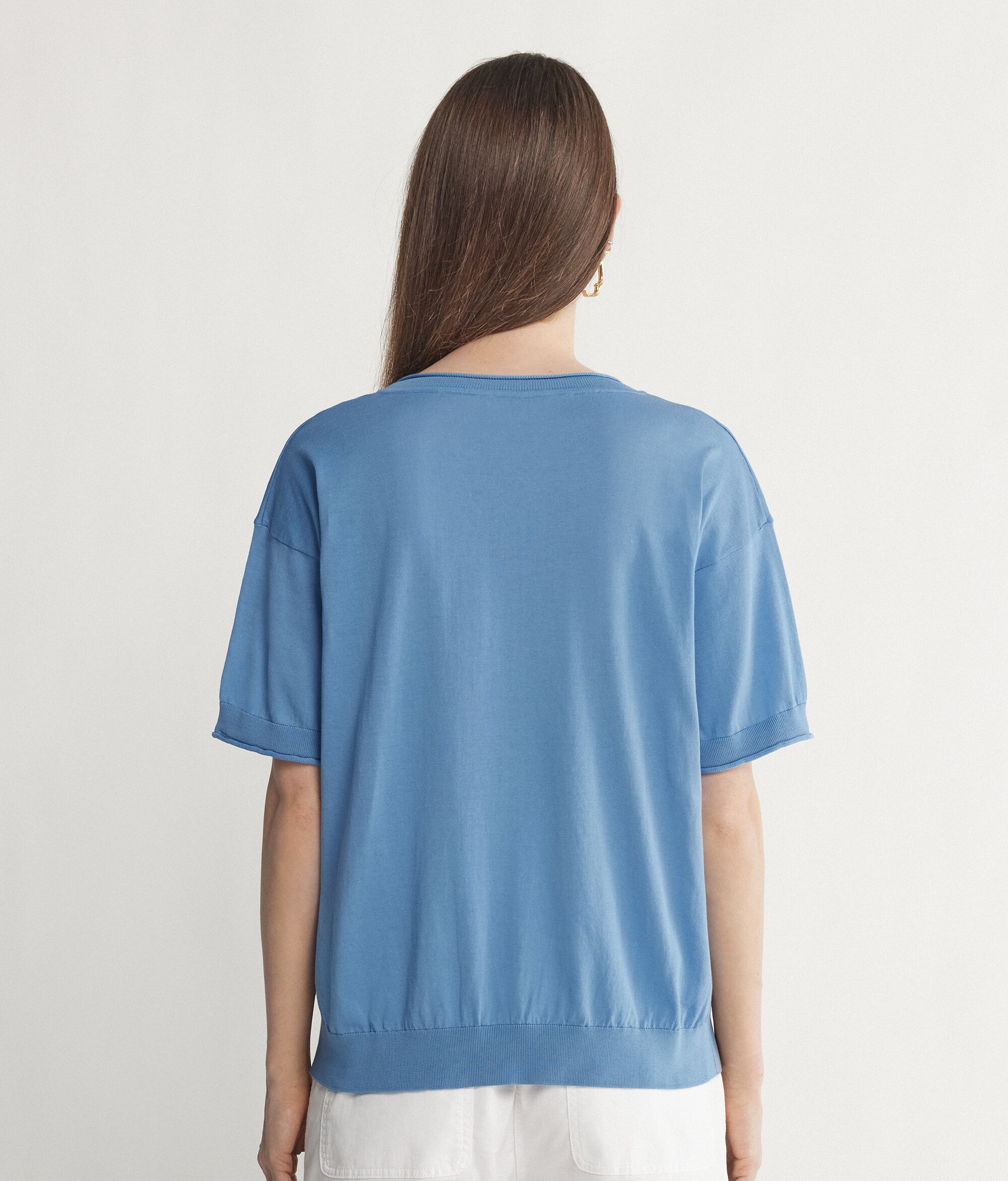 Short-Sleeved Round-Neck Cotton Jumper