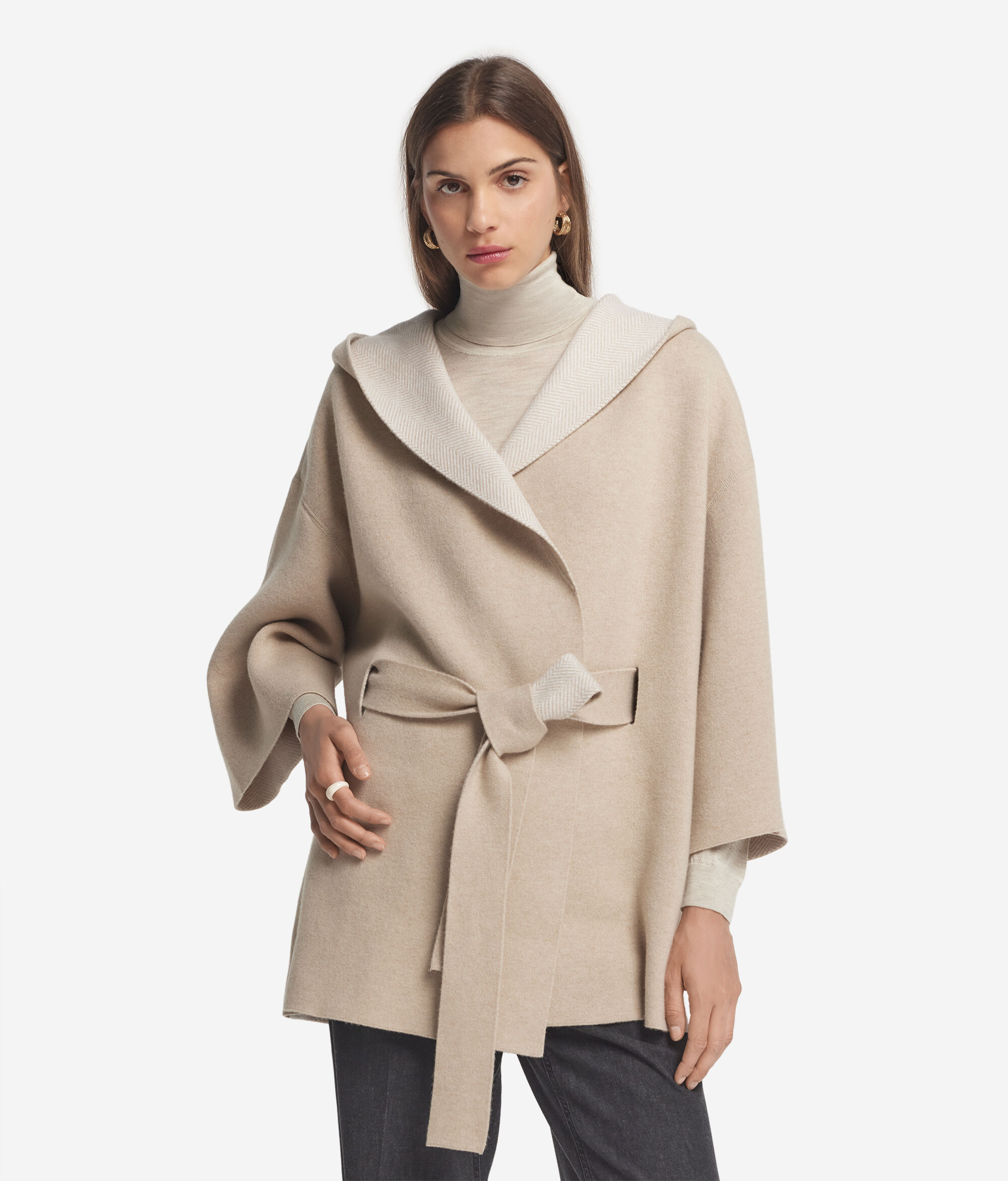 Ultrasoft Cashmere reversible hooded cape