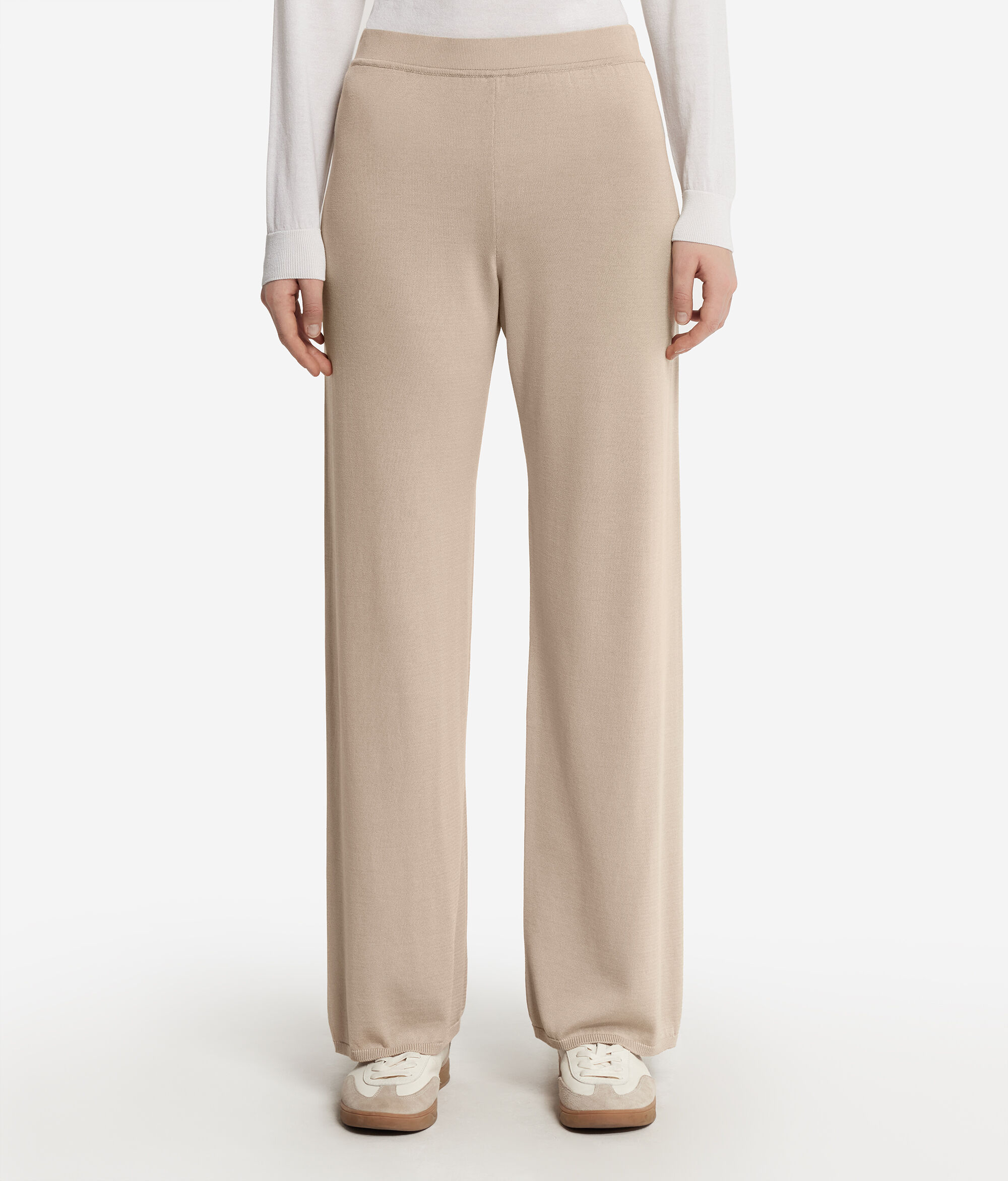 Pantalon large en soie et coton