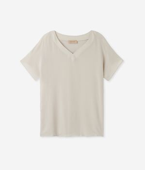 Silk V-Neck Kimono T-Shirt