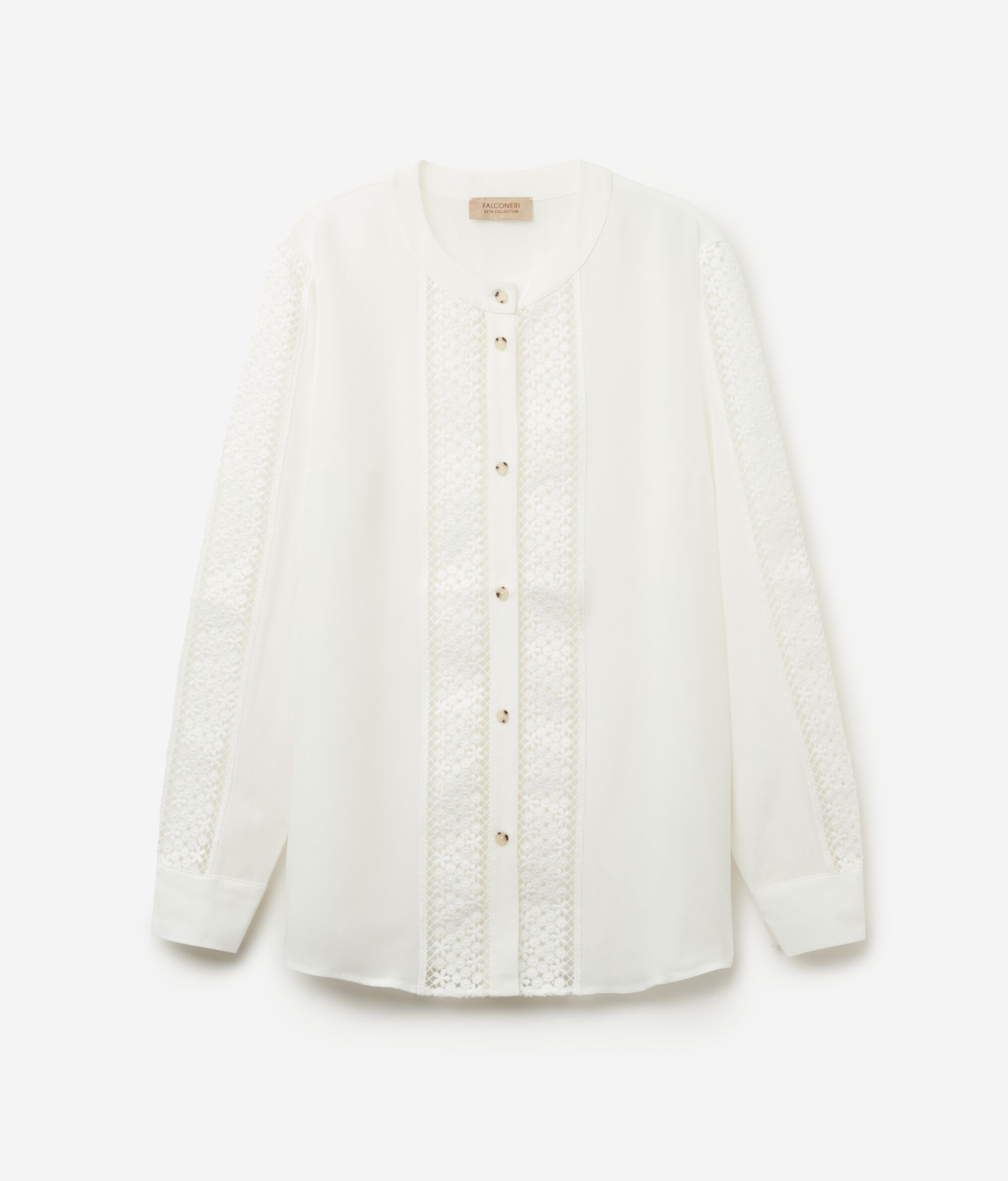 Silk Shirt with Macramé Inserts