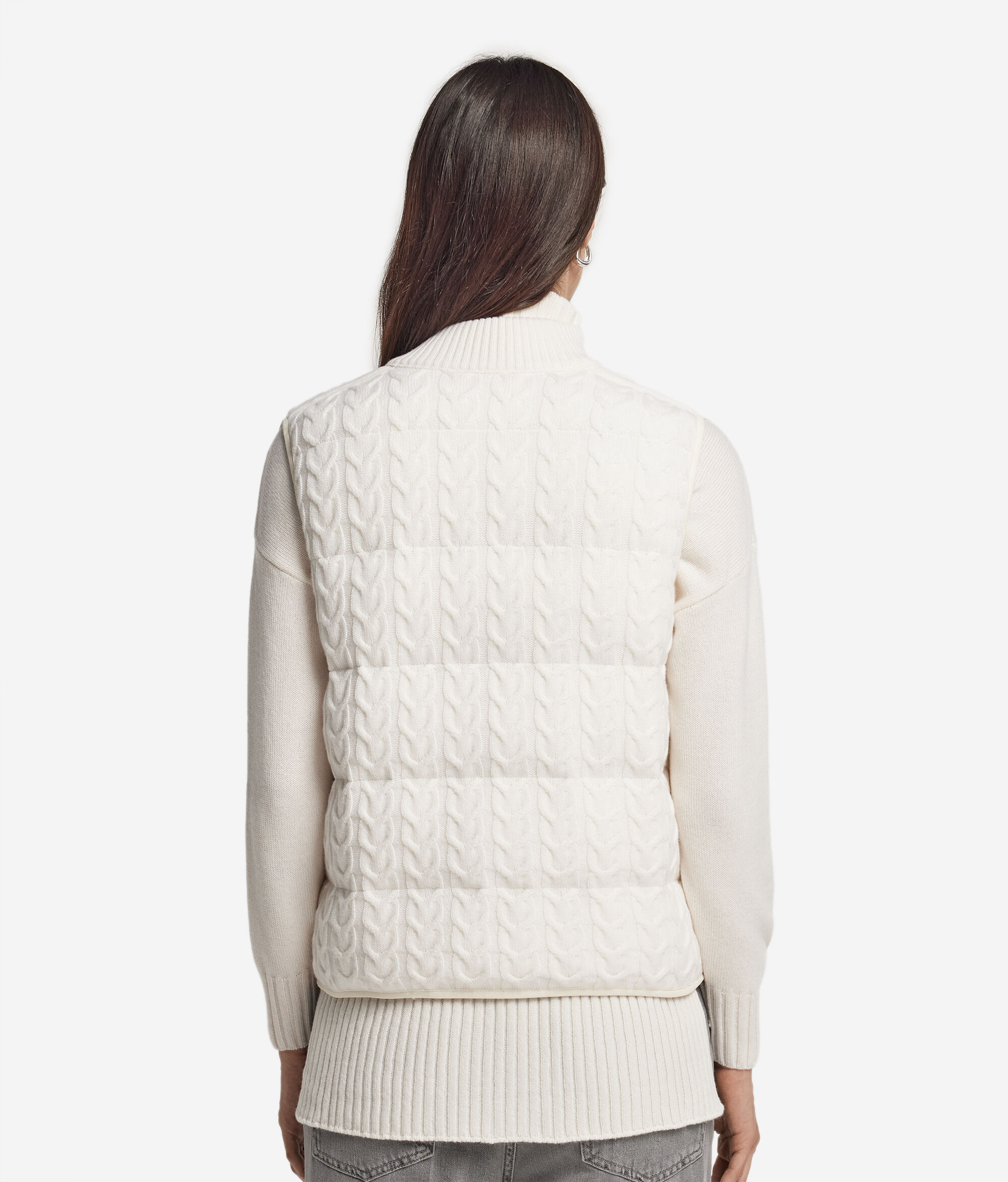 Woven cashmere down vest