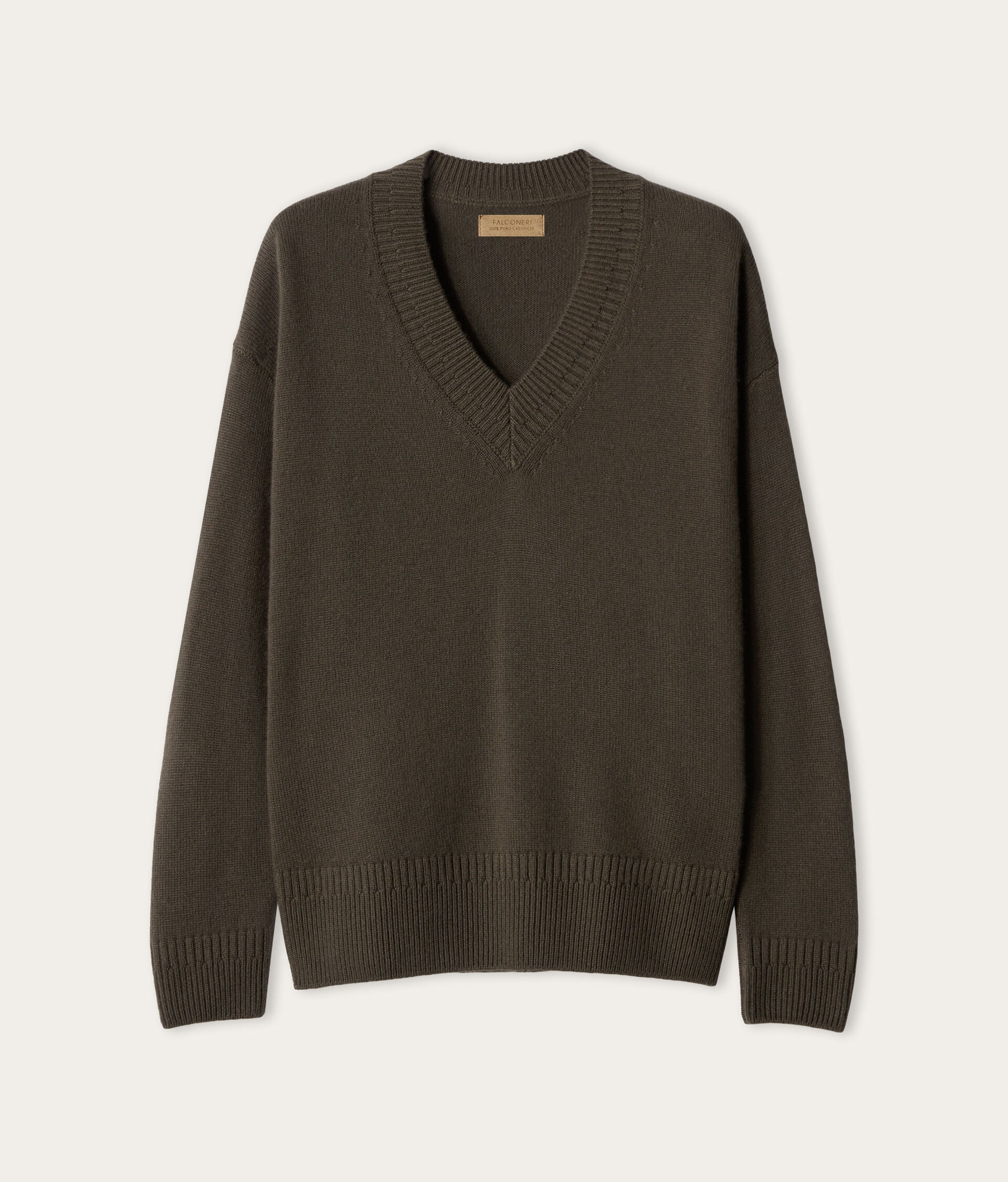 Ultrasoft Cashmere v-neck jumper with varied rib