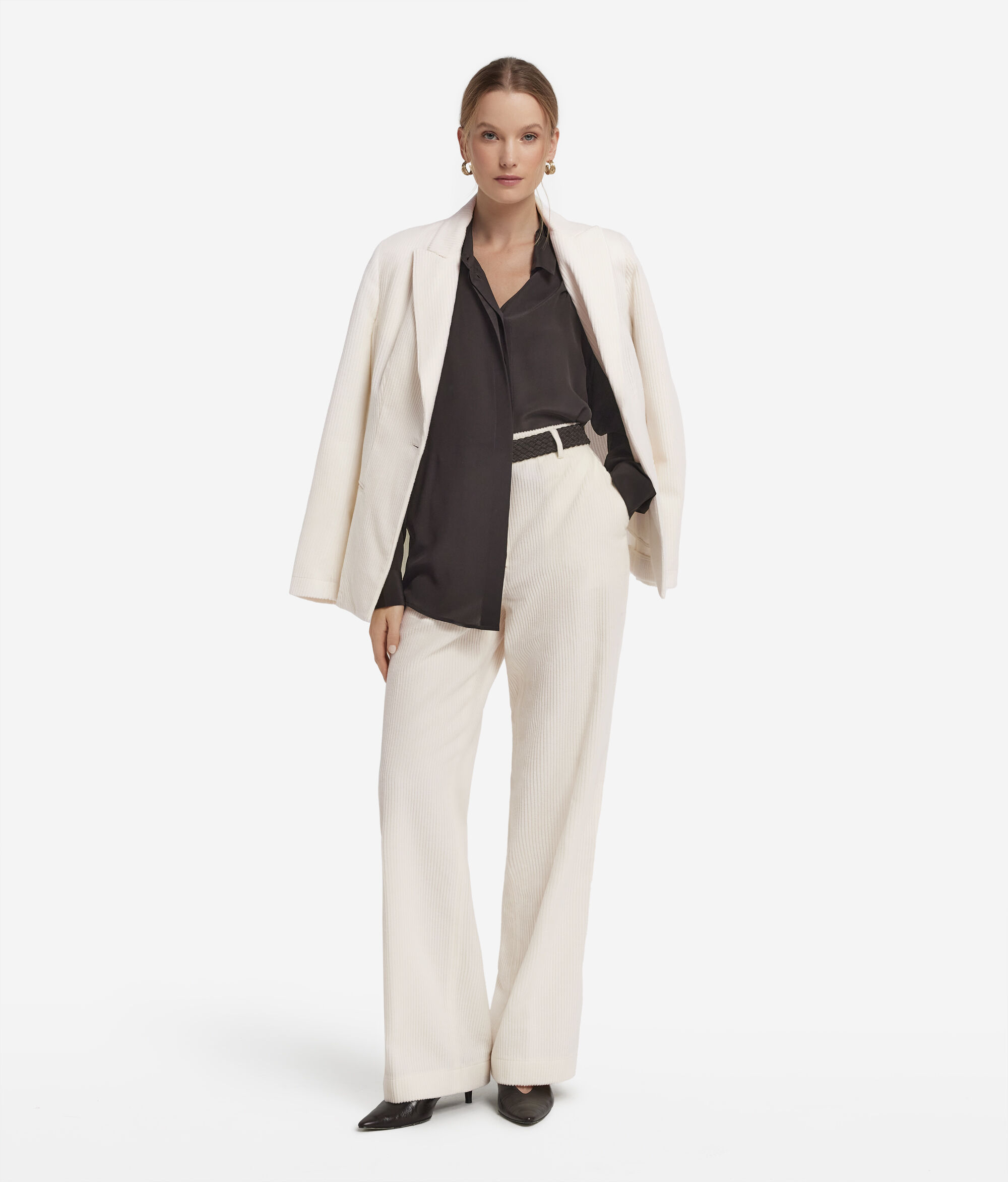 Pantalone in velluto di lana e cashmere