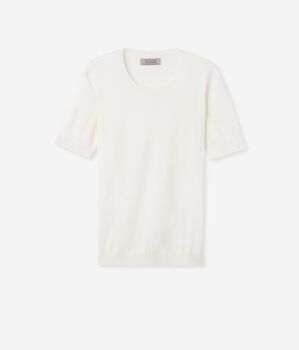 Short-Sleeved Round-Neck Ultrafine Cashmere Top