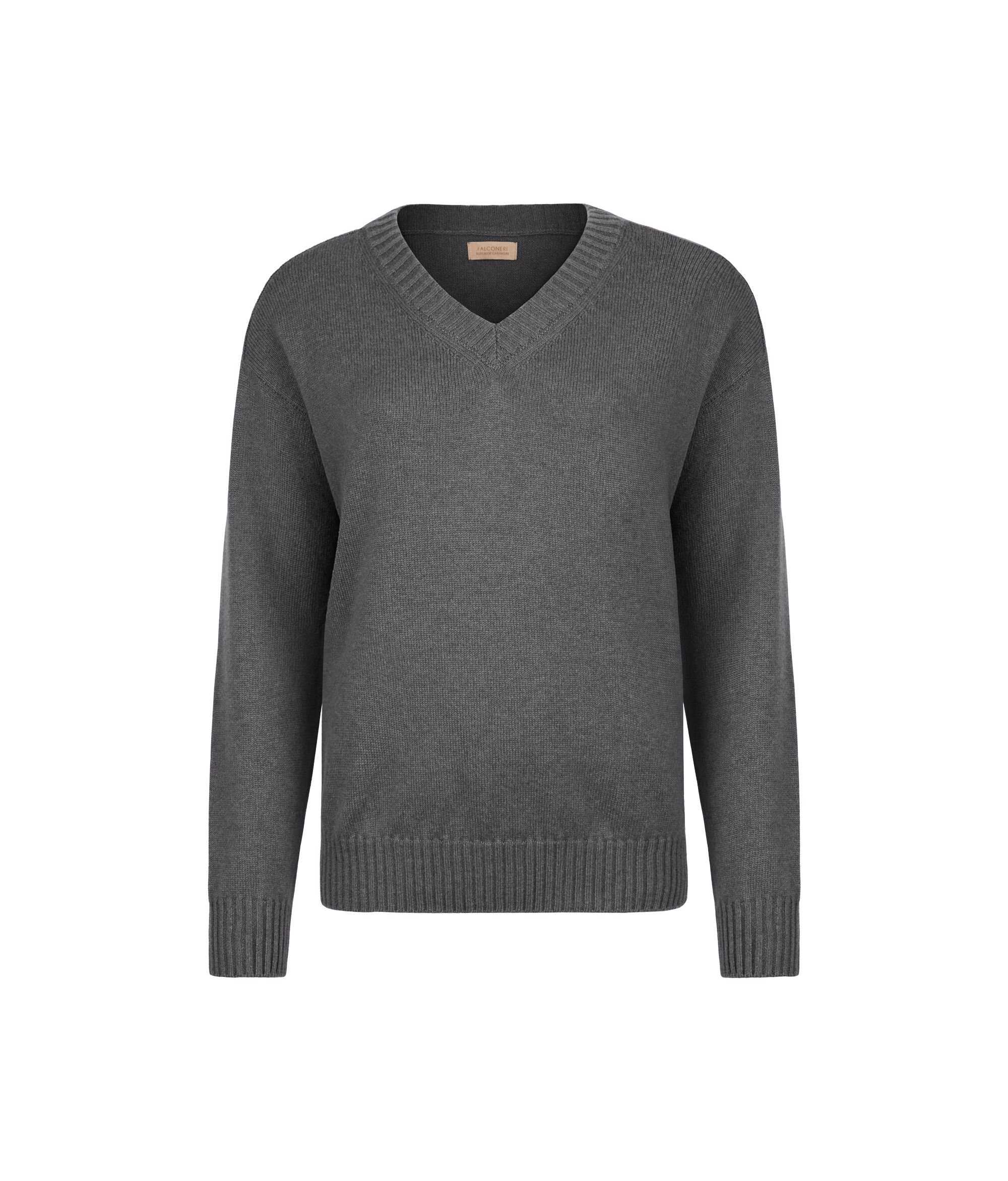 Pullover mit V-Ausschnitt und Sattelschulter aus Kaschmir Ultrasoft