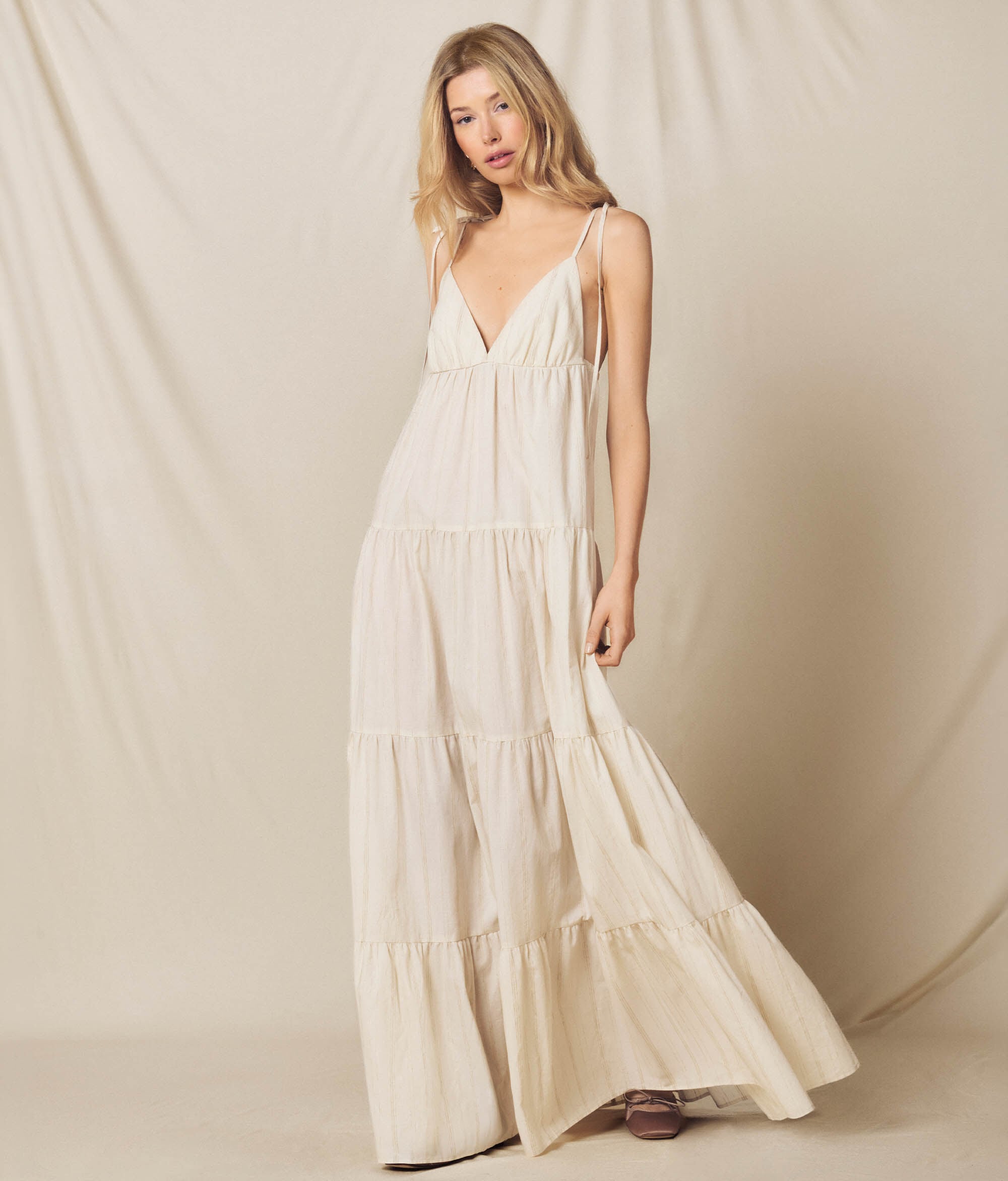 Striped flounced dress