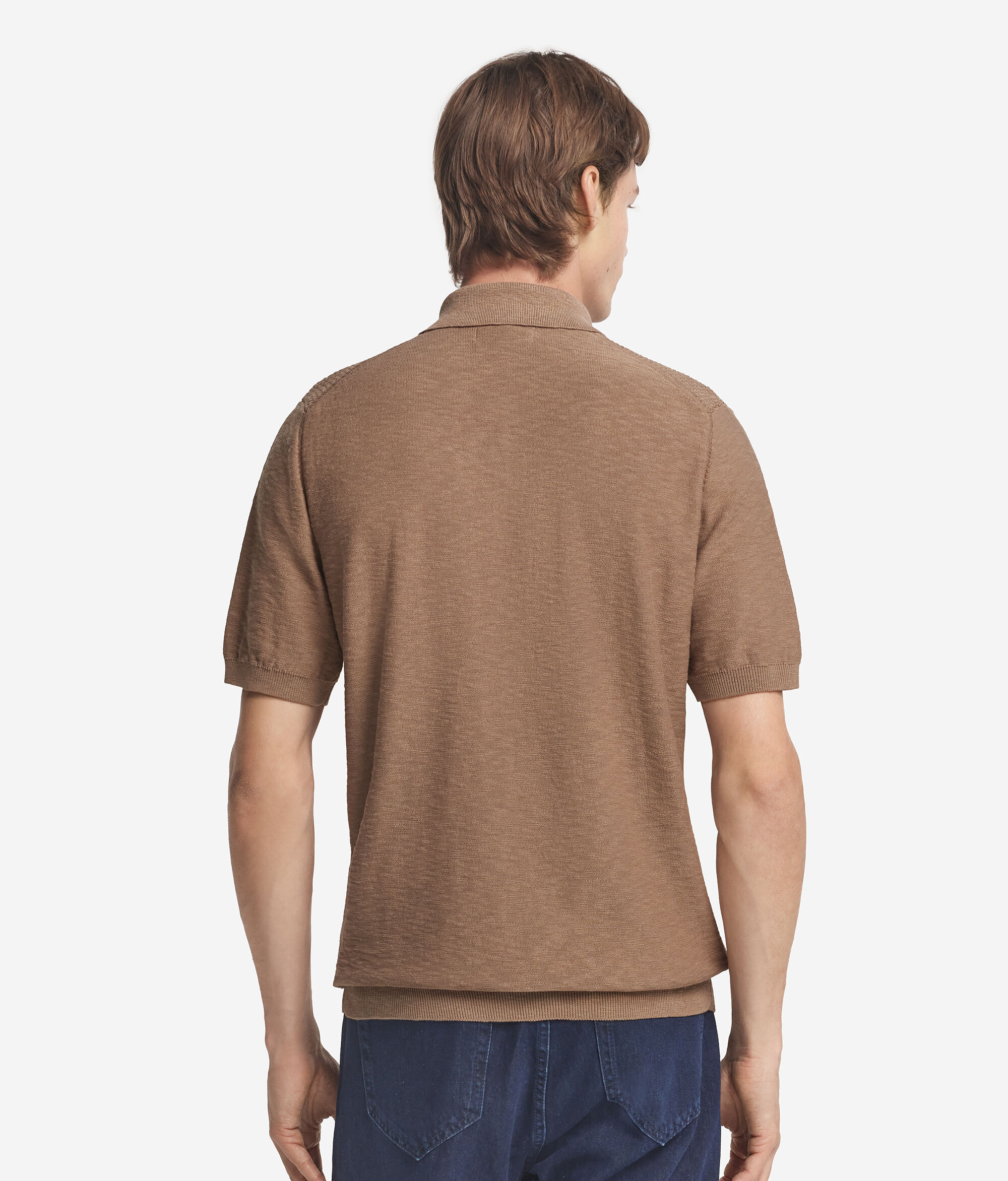 Short Sleeve Cable-knit Stitch Polo