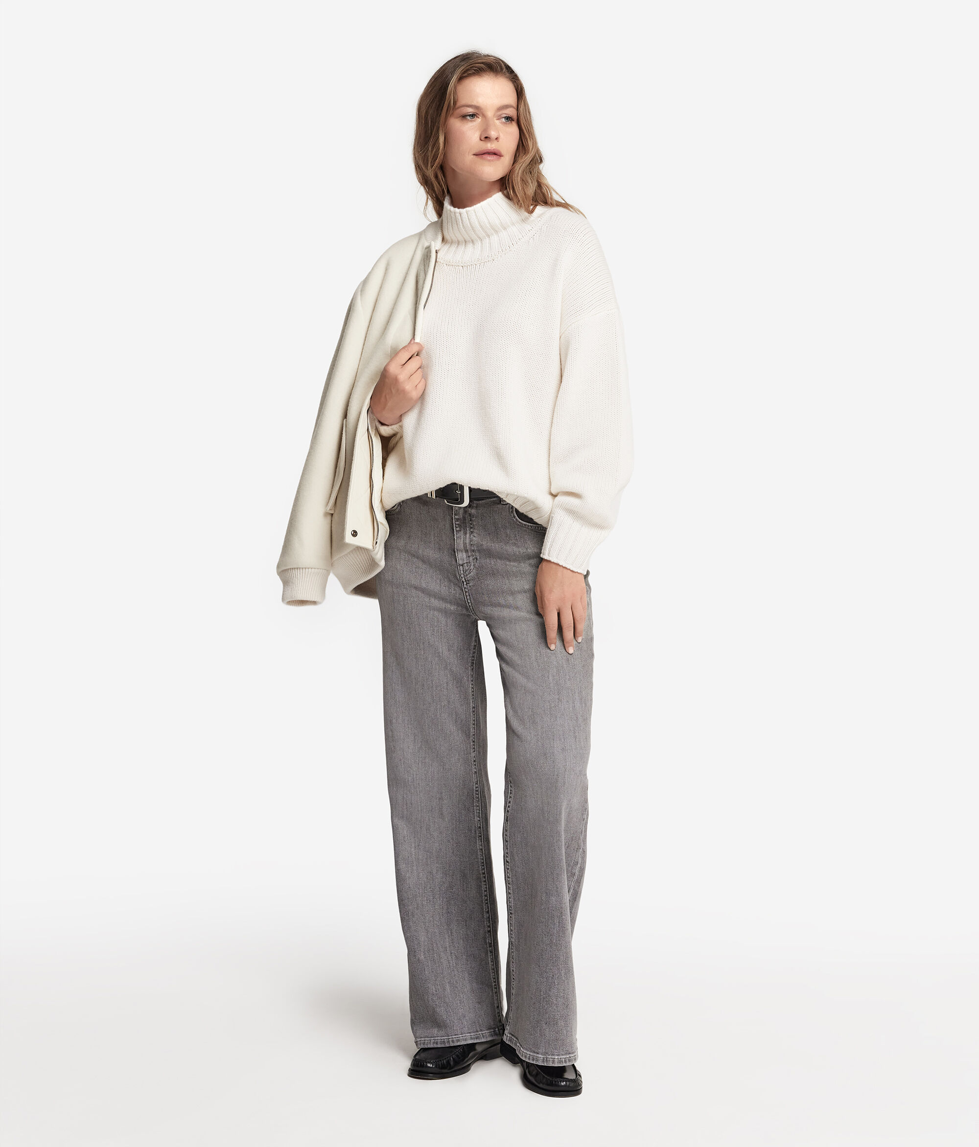 Cashmere Tricot Funnel-Neck Jumper