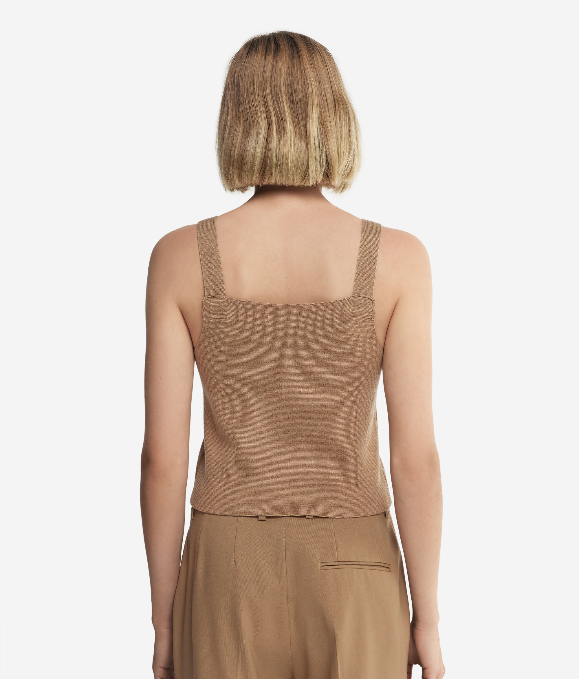 Crop Top Punto Stoffa in Lana