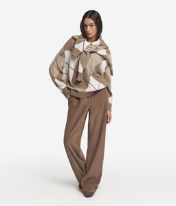 Maglia con scollo a V a rombi in Cashmere Ultrasoft