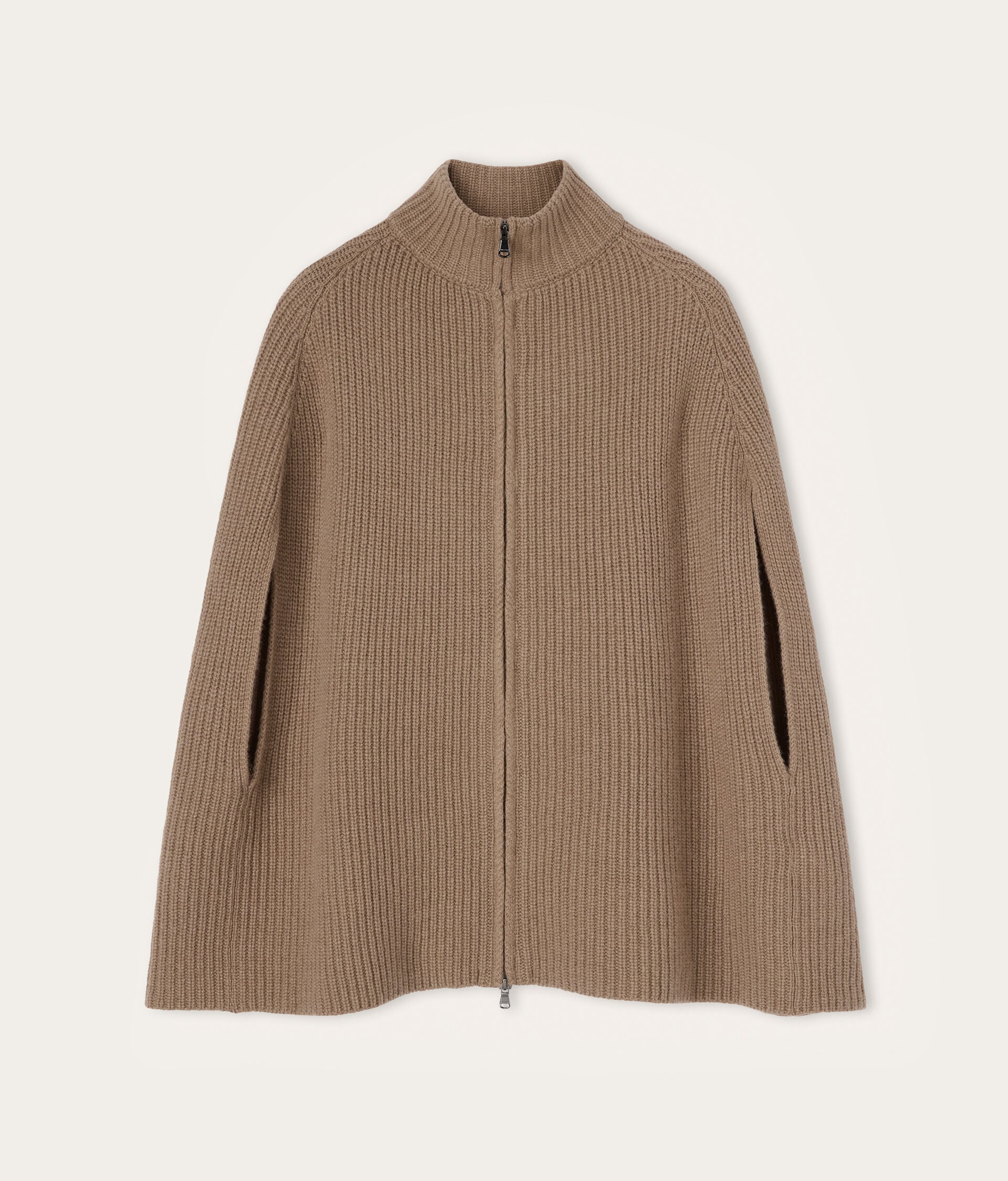 Pure cashmere ribbed cape