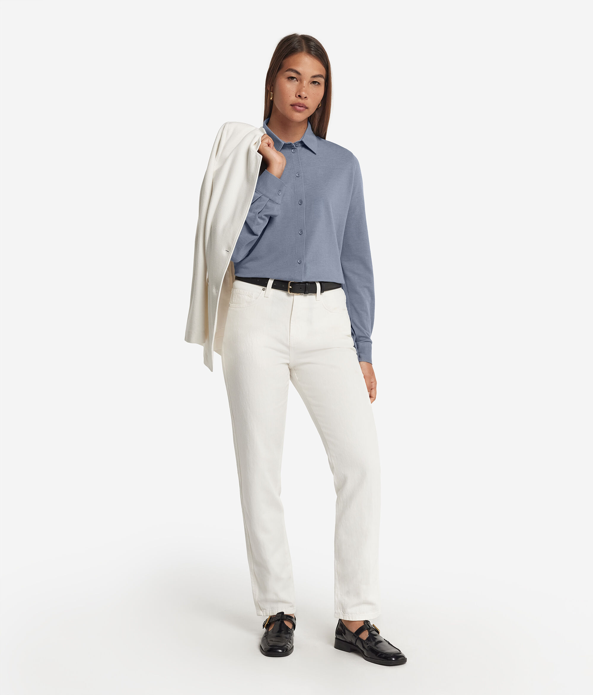 Cotton and Silk Long-Sleeved Piqué Shirt